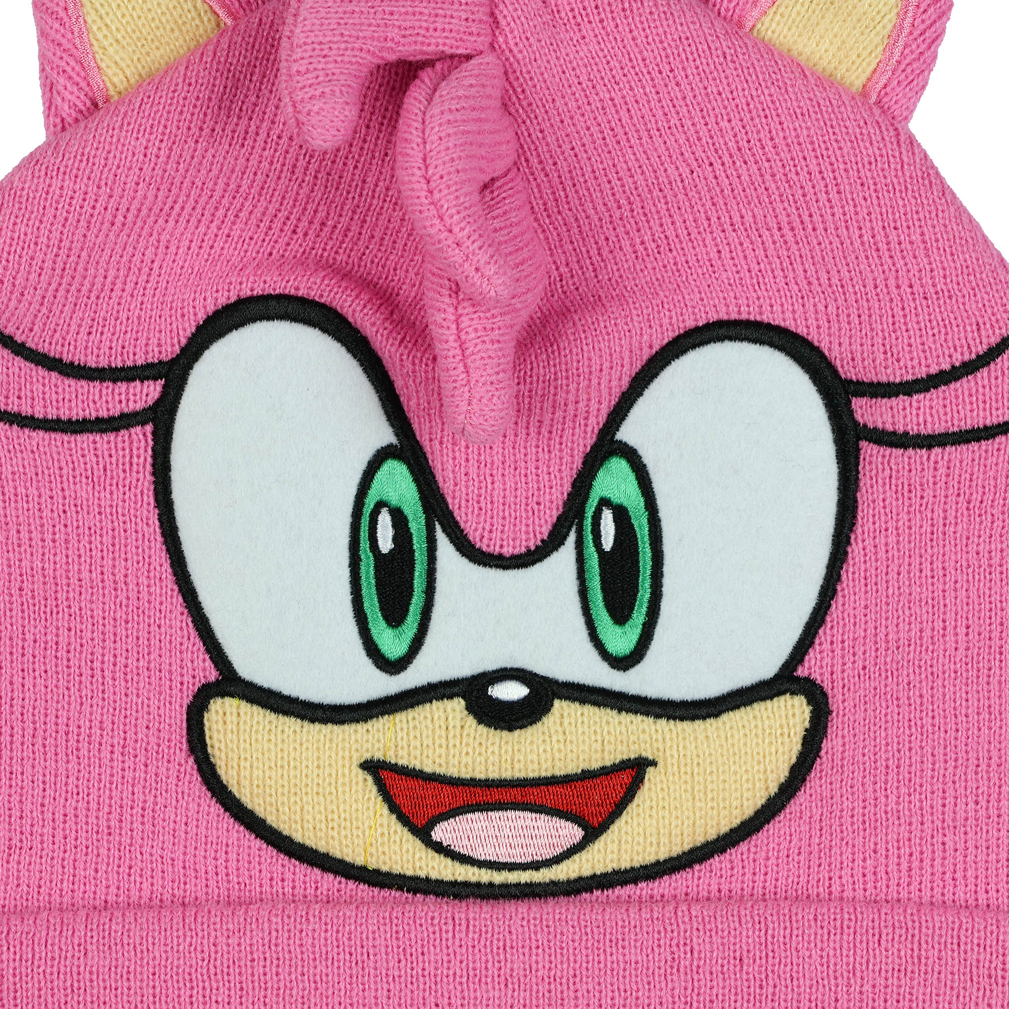 Sonic The Hedgehog Beanie Amy Rose Cuffed Knit Hat with 3D Quills and Ears