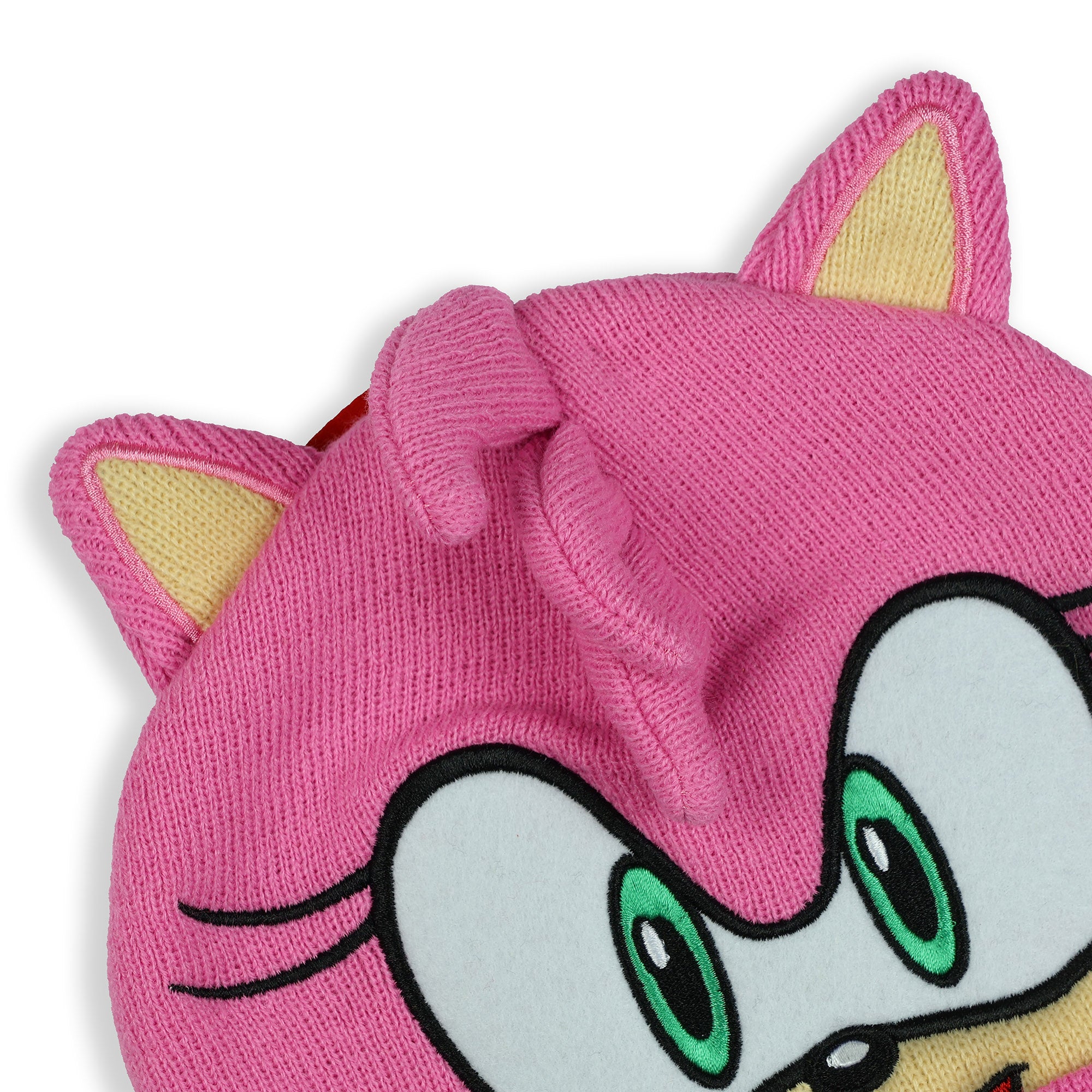 Sonic The Hedgehog Beanie Amy Rose Cuffed Knit Hat with 3D Quills and Ears