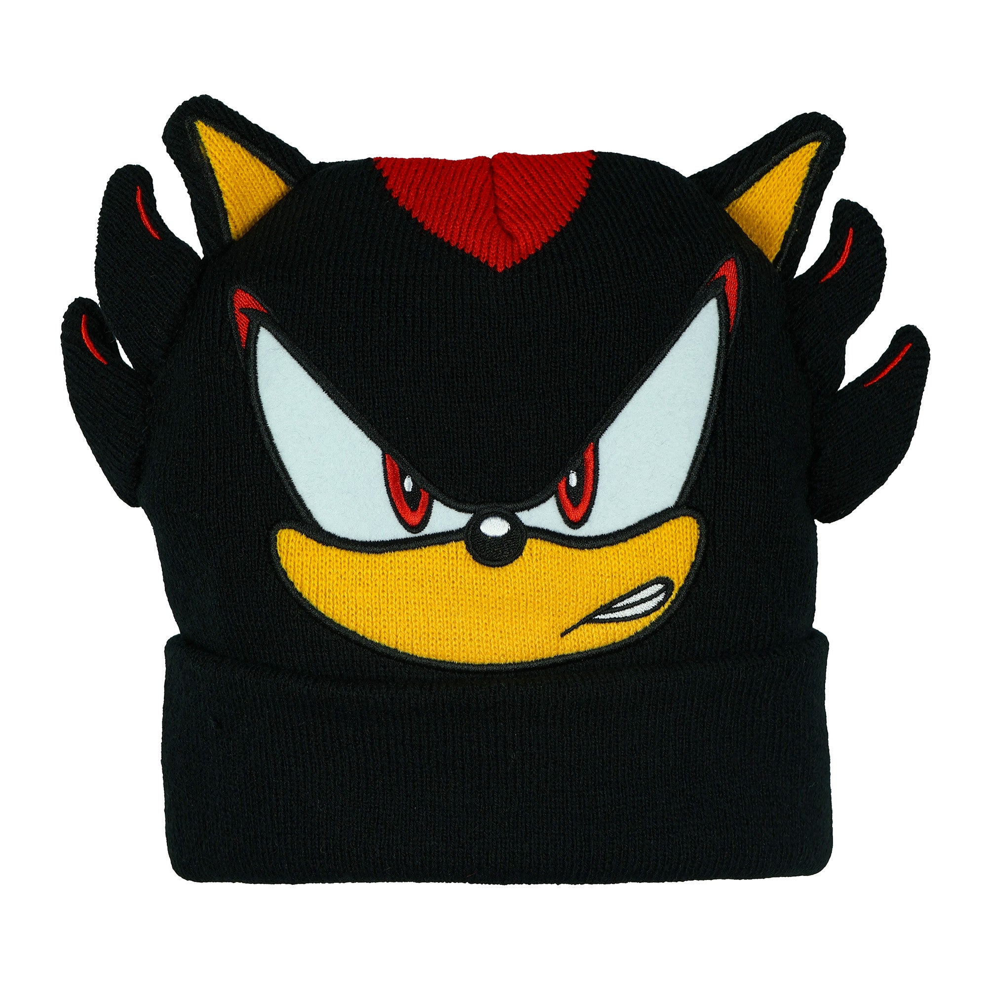Sonic The Hedgehog Beanie Shadow 3D Ears Quills Embroidered Cuff Knitted Cap Hat