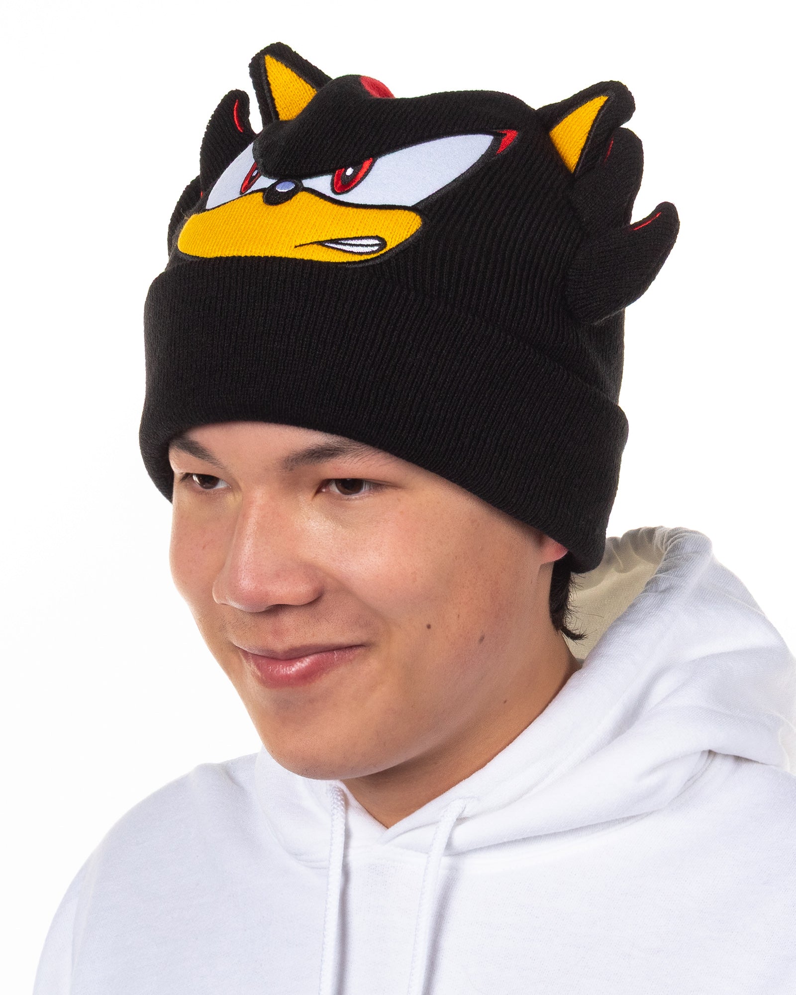 Sonic The Hedgehog Beanie Shadow 3D Ears Quills Embroidered Cuff Knitted Cap Hat