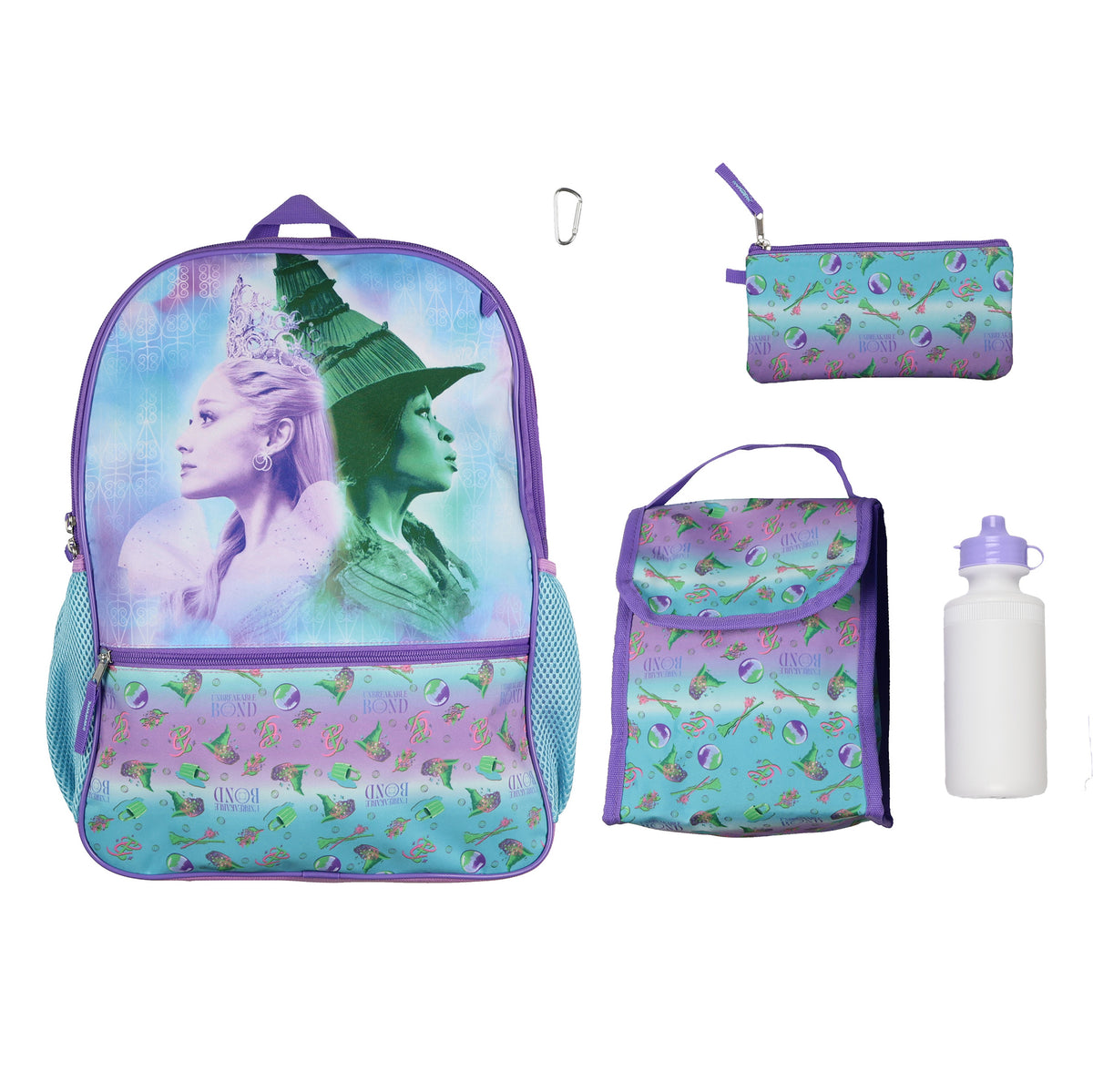 Wicked Backpack 5-Piece Set Unbreakable Bond 16" Bookbag with Adjustable Straps