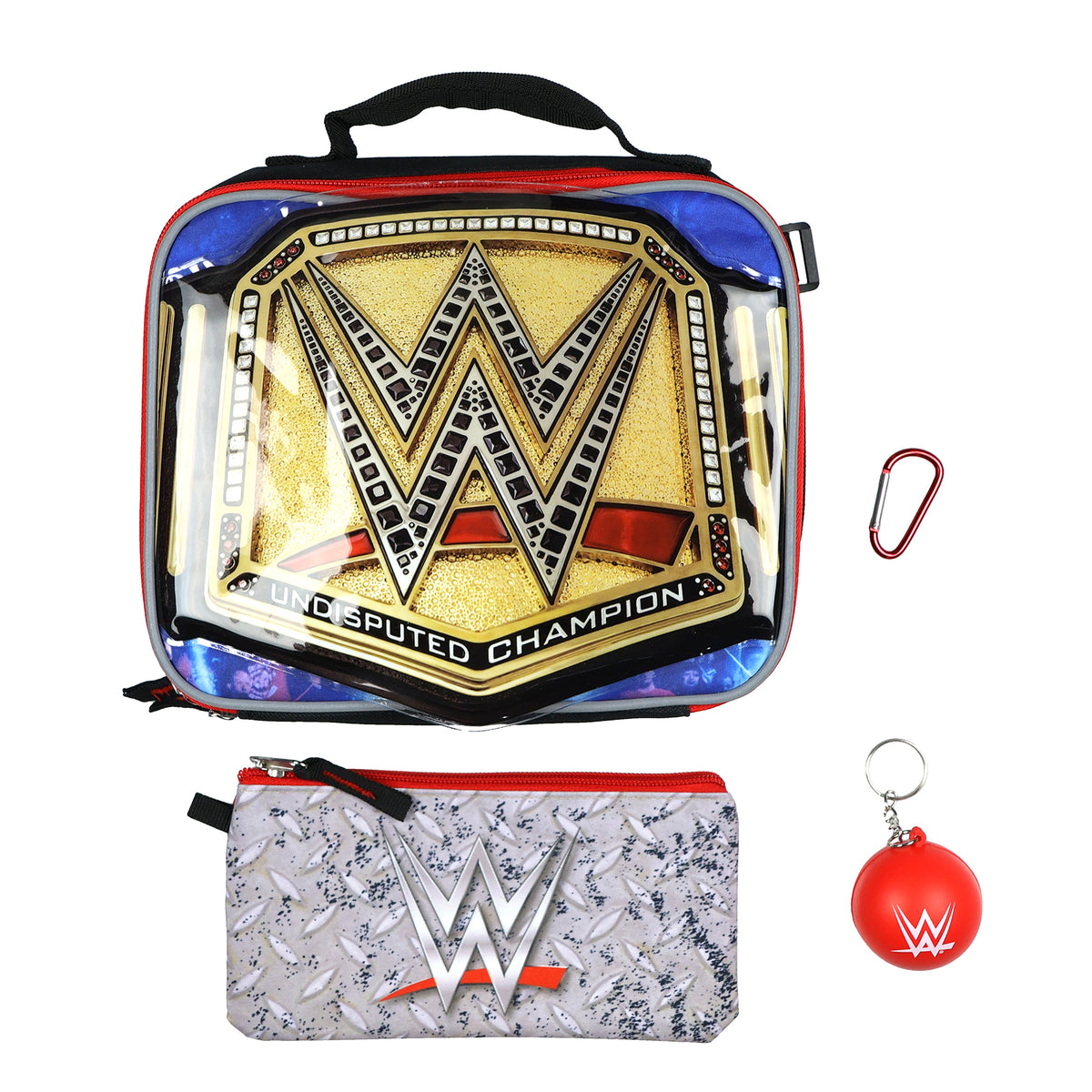 WWE Backpack 5-Piece Set Undisputed Champion 16" Book Bag with Lunch Box