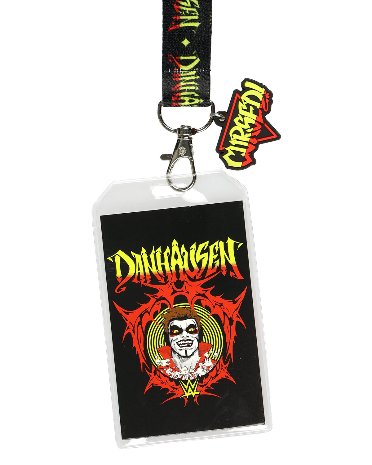 WWE Lanyard Danhausen Very Nice Very Evil Clear ID Badge Holder w/ Charm