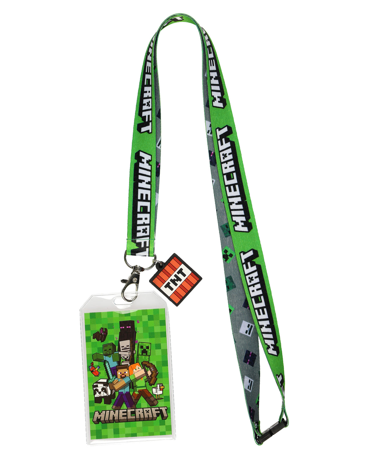 Minecraft Lanyard Battle Ready Clear ID Badge Holder with Rubber Charm
