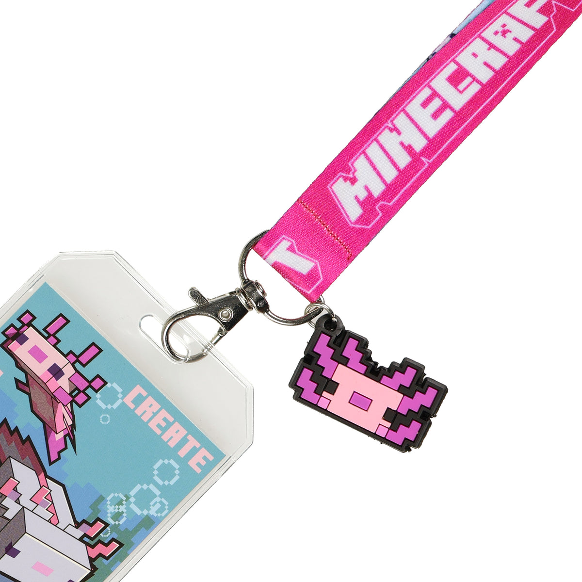 Minecraft Lanyard Axolotl Create Explore Survive Clear ID Badge Holder