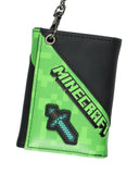 Minecraft Creeper And Sword Design Tri-Fold Snap Chain Wallet