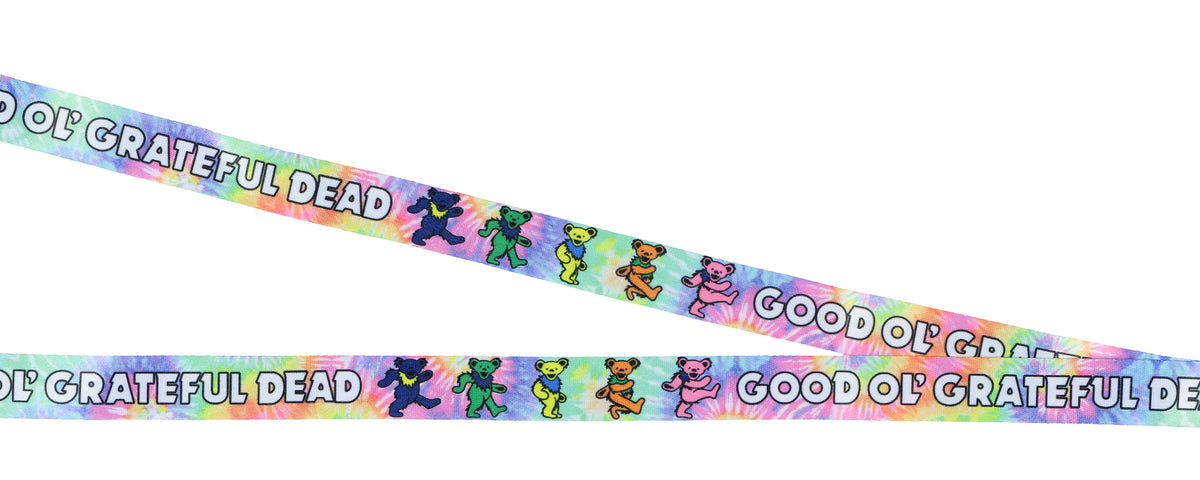 Grateful Dead Lanyard Tie-Dye Dancing Bears Clear ID Badge Holder Keychain