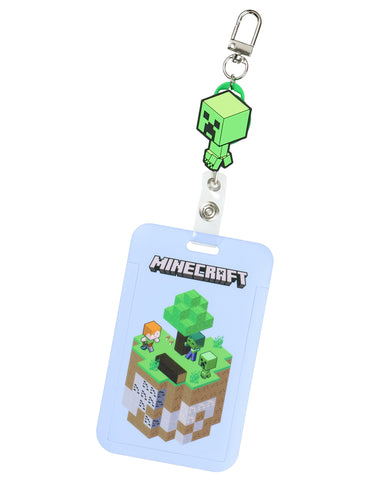 Minecraft Creeper Retractable Reel ID Badge Holder Keychain with Carabiner