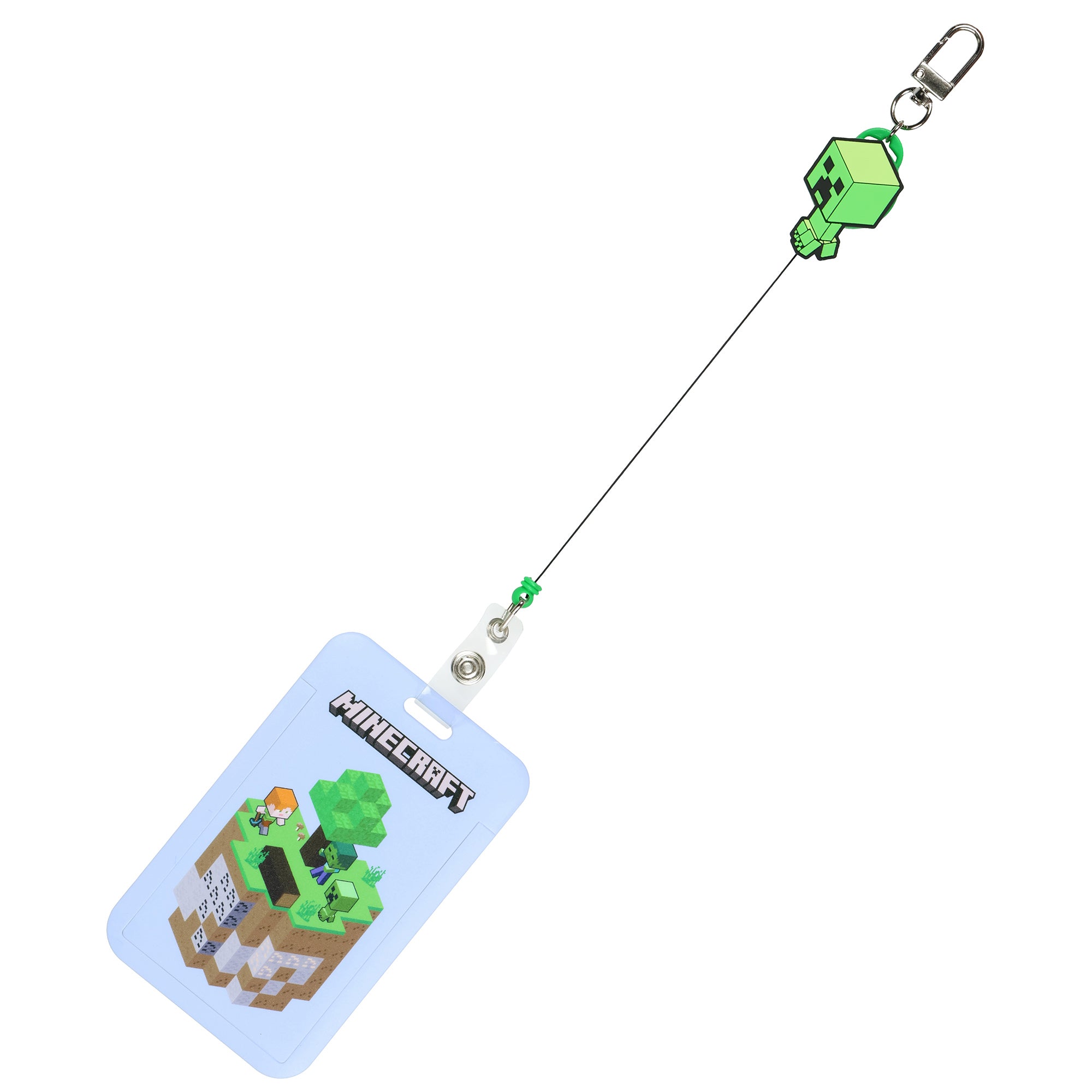 Minecraft Creeper Retractable Reel ID Badge Holder Keychain with Carabiner