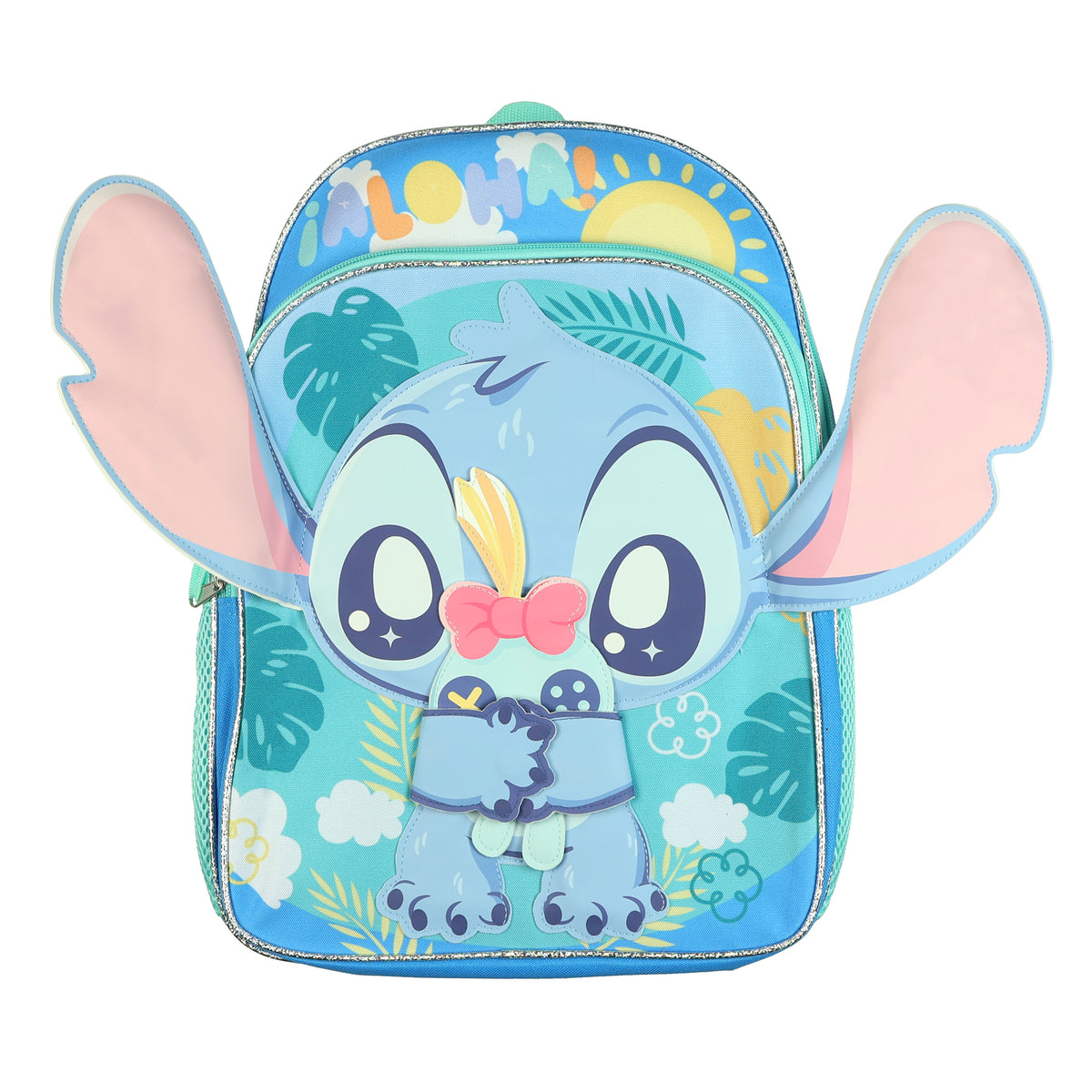 Disney Lilo & Stitch Backpack 16" 3D Character Bookbag with Scrump Coin Pouch