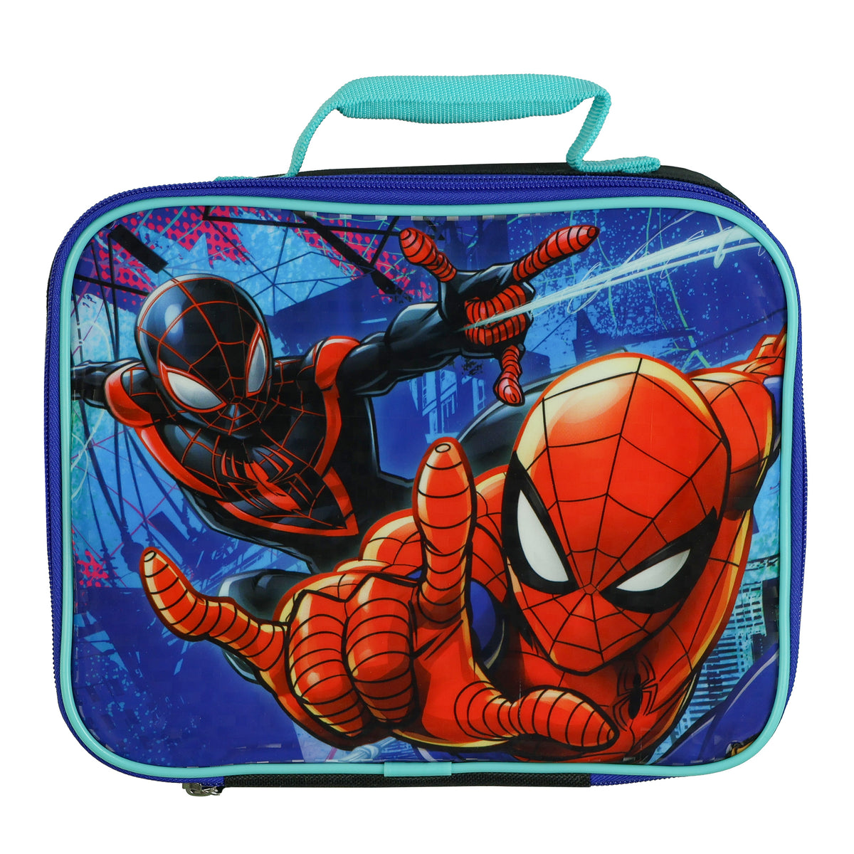 Marvel Lunch Box Spider-Man vs Miles Morales Insulated Full Zip Tote Bag 10"