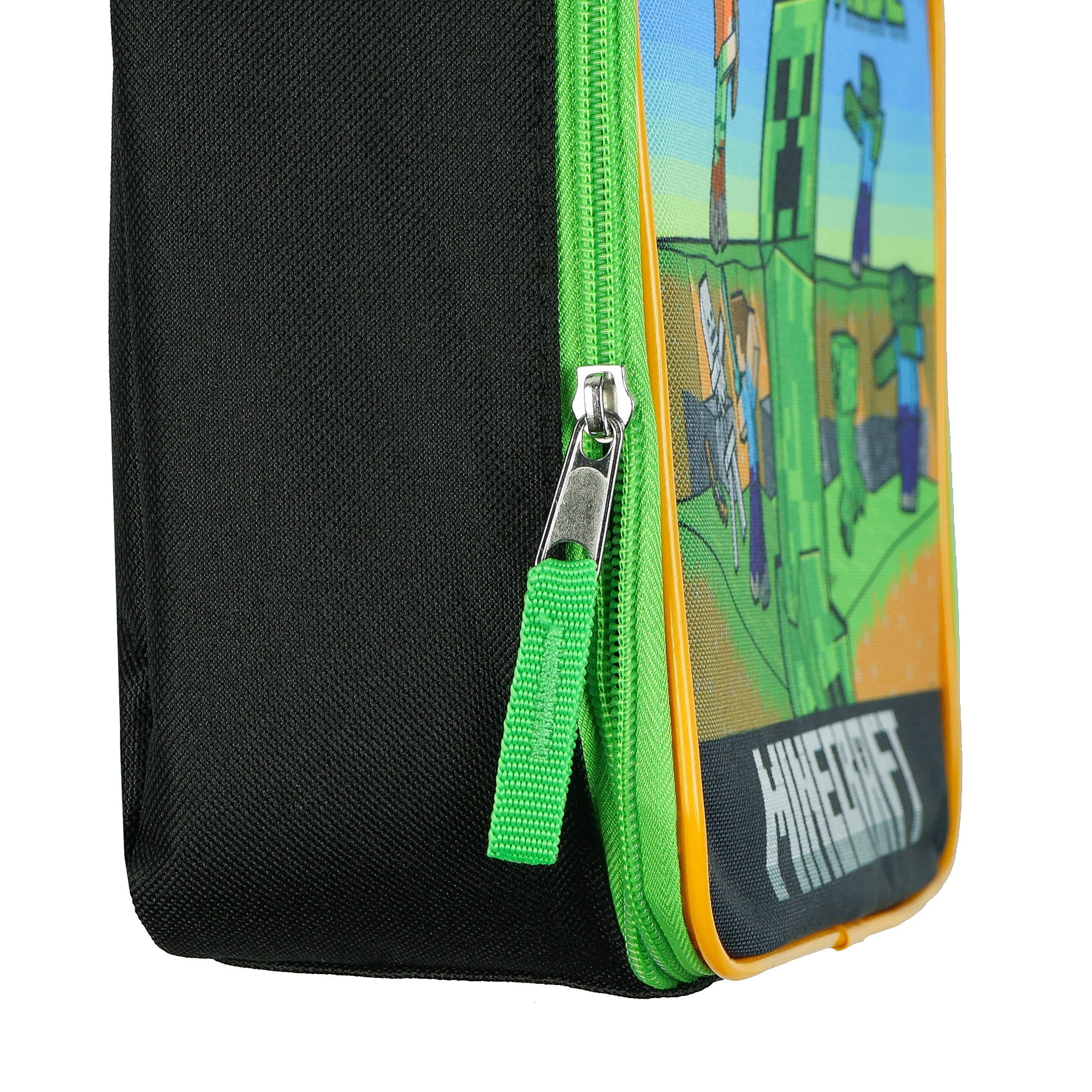 Minecraft Lunch Box Creeper Scene Design Insulated Full Zip Bag Tote 10"