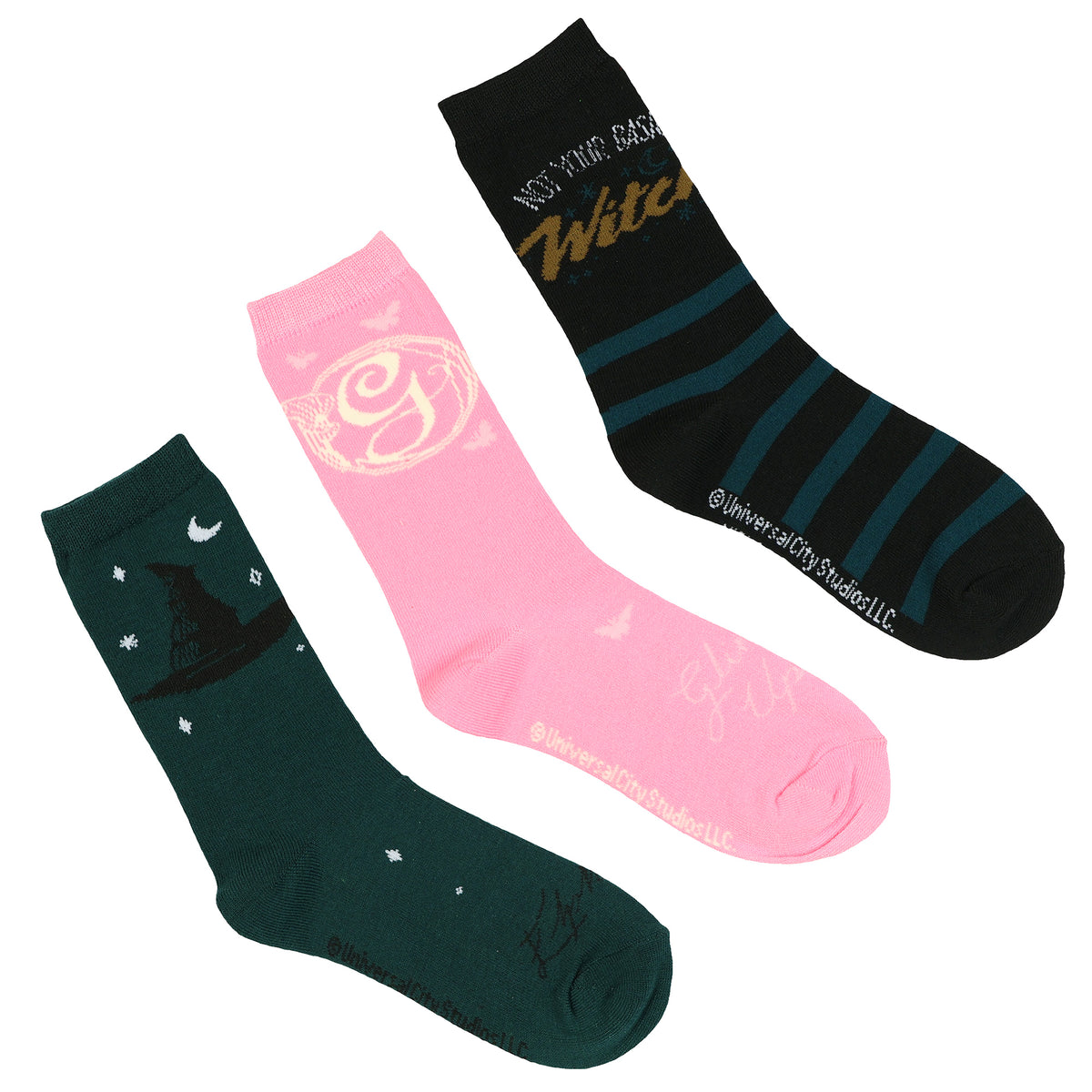 Wicked Crew Socks Women's Elphaba and Glinda 3 Pair for Shoe Size 5-10