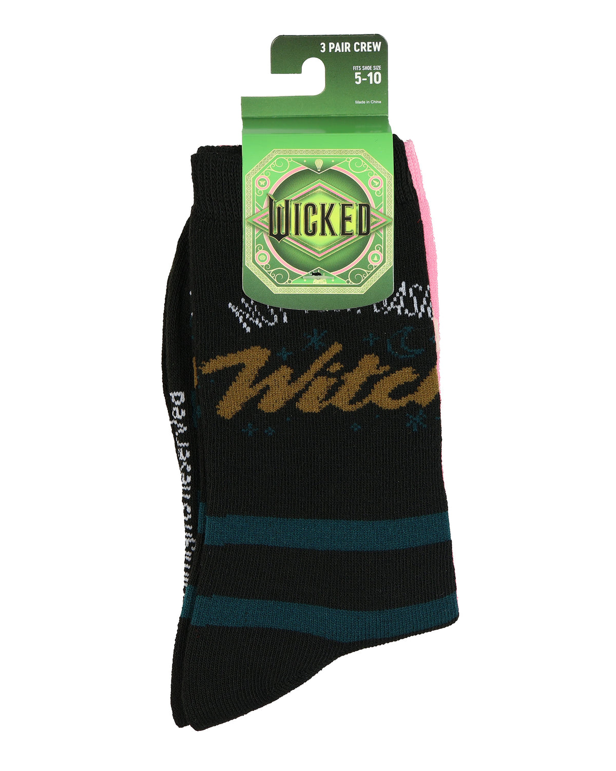 Wicked Crew Socks Women's Elphaba and Glinda 3 Pair for Shoe Size 5-10
