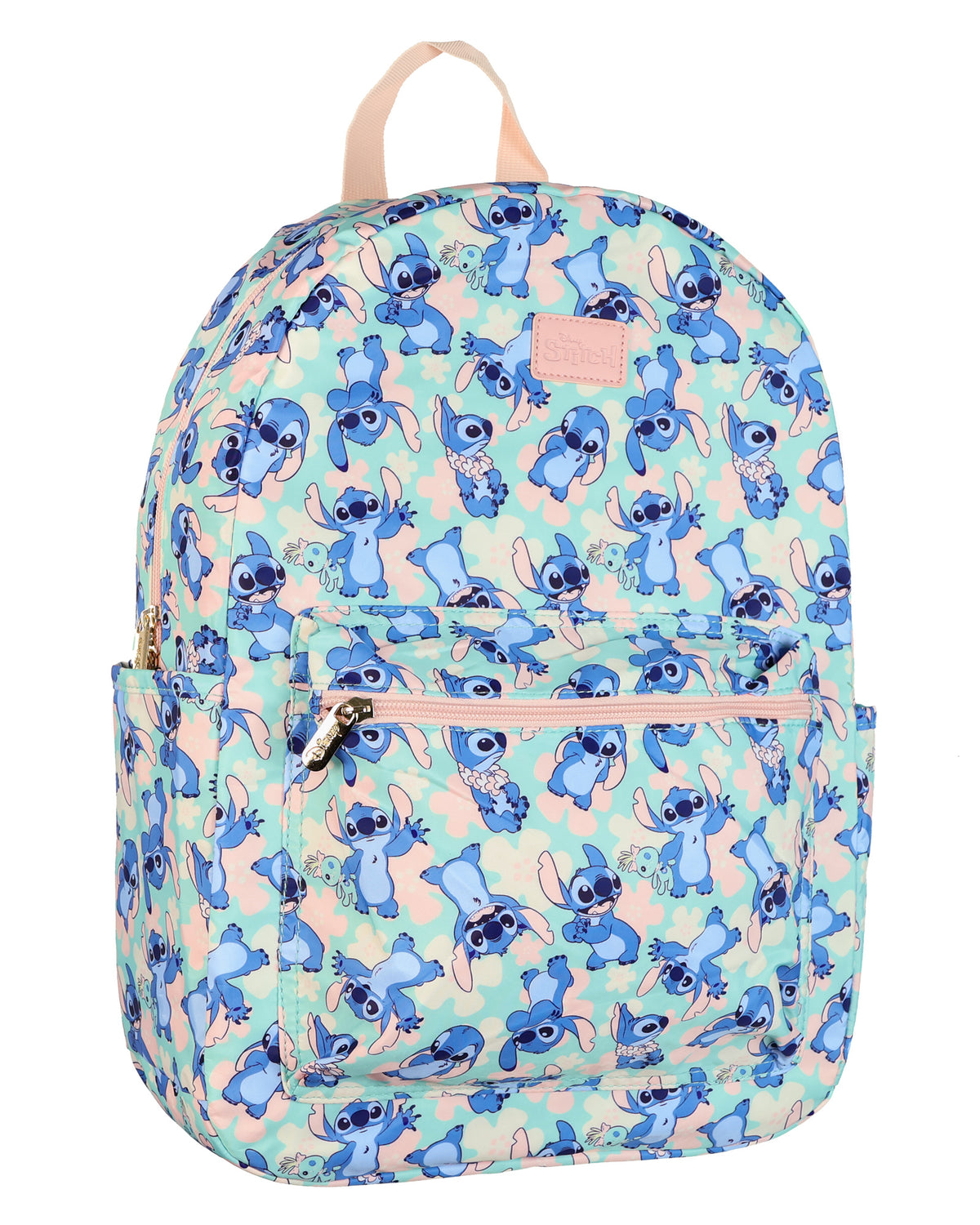 Disney Stitch Backpack 16" Tropical Floral Travel Bag with Luggage Strap