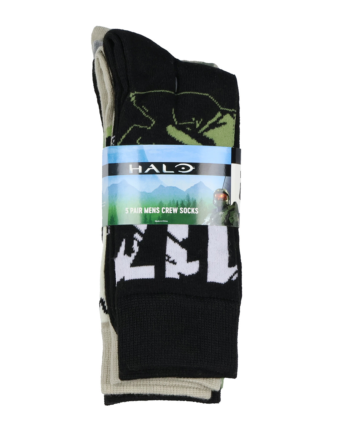 Halo Socks Men's Master Chief Military Game 5-Pair Pack Mid-Calf Crew Socks
