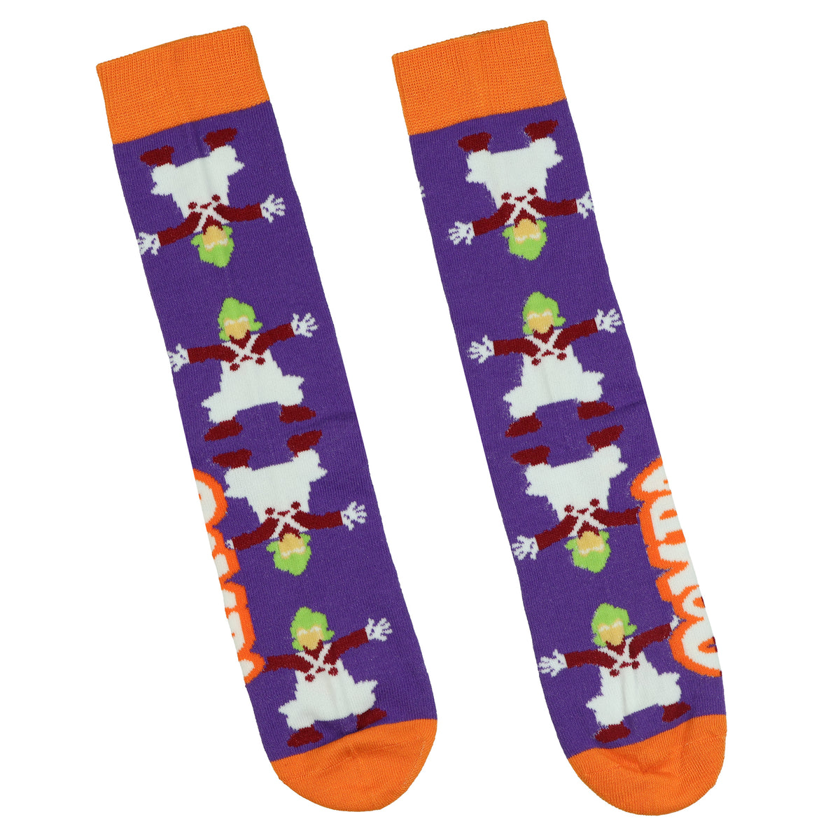 Willy Wonka Socks Men's Oompa Loompa And Wonka Designs Mid Calf Crew Socks