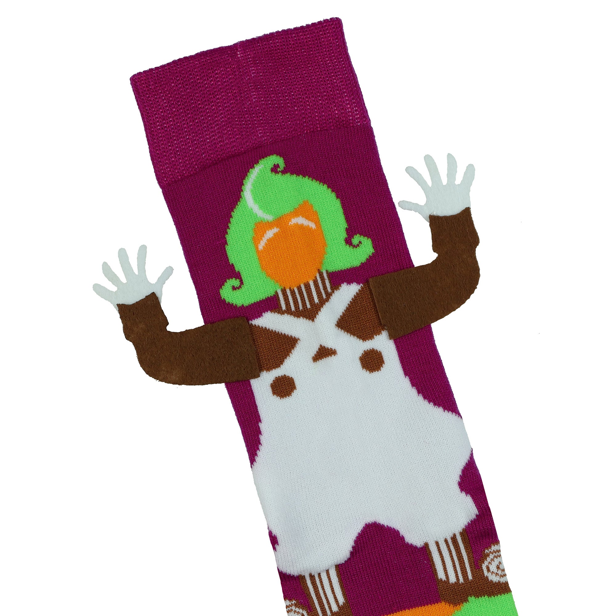 Willy Wonka Socks Men's Oompa Loompa Felt Hands Mid Calf Crew Socks 1 Pair