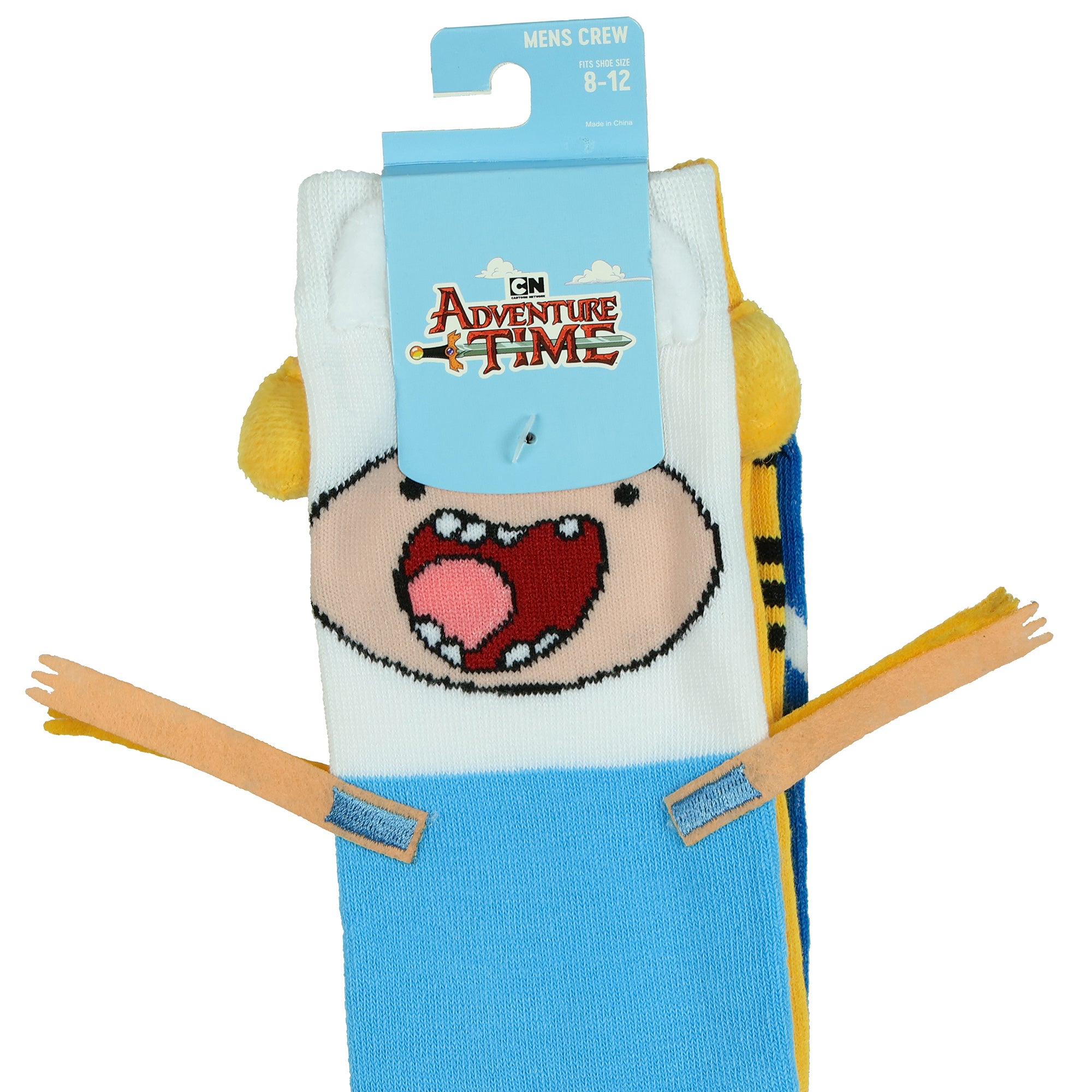 Adventure Time Socks Men's Finn And Jake 3D Features Mid-Calf Crew Socks 1 Pair