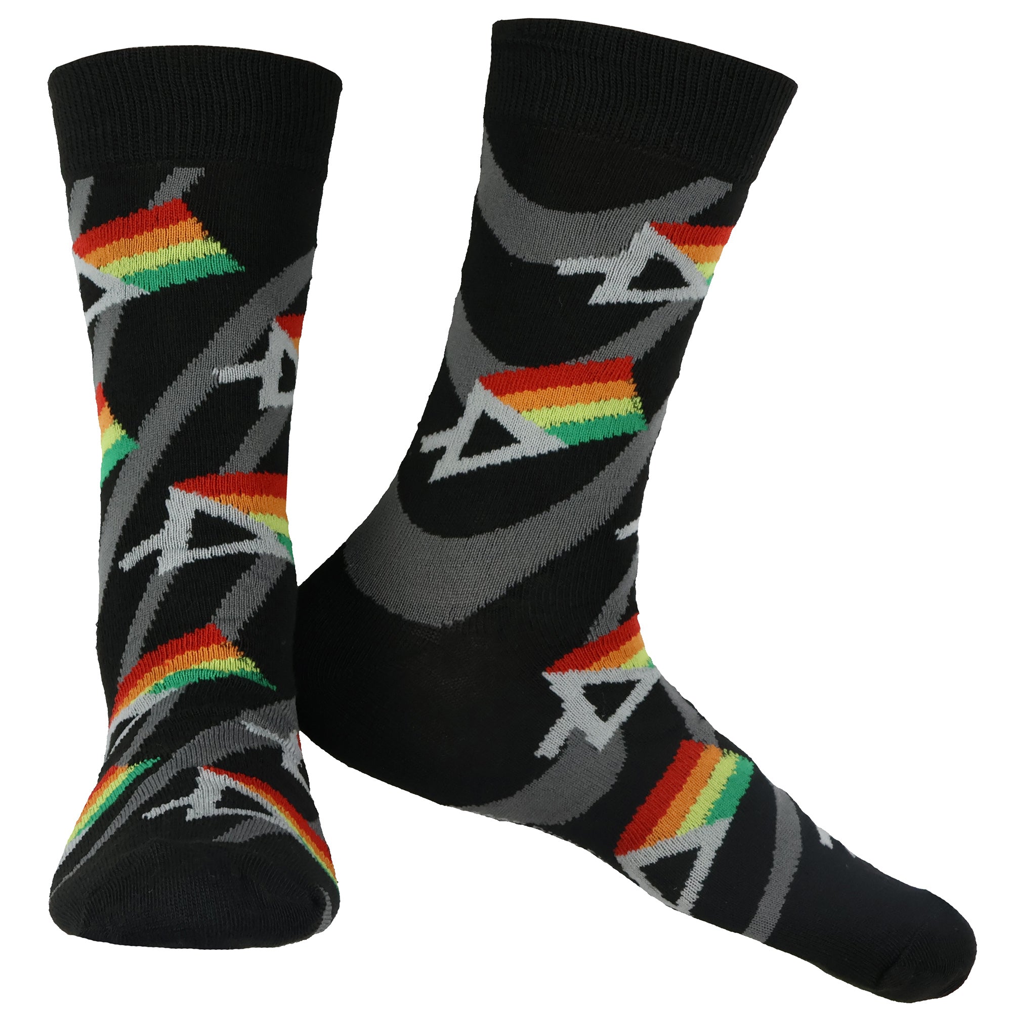 Pink Floyd Socks Men's Icon And Logo Rock Band Crew 5 Pair Crew Sock 10-13