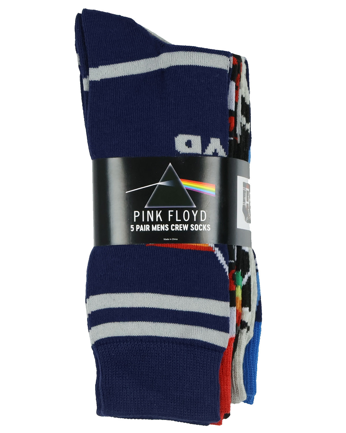 Pink Floyd Socks Men's Icon And Logo Rock Band Crew 5 Pair Crew Sock 10-13