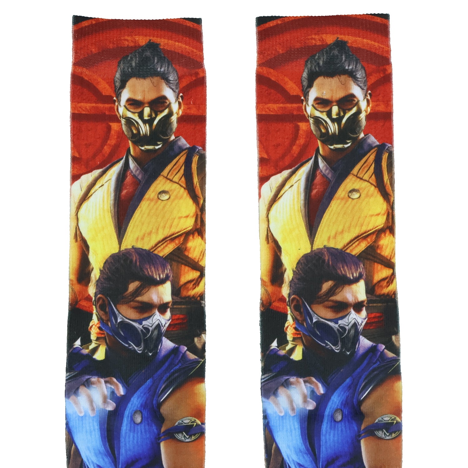 Mortal Kombat Klassic Socks Men's Scorpion and Subzero Sublimated Crew Sock 8-12
