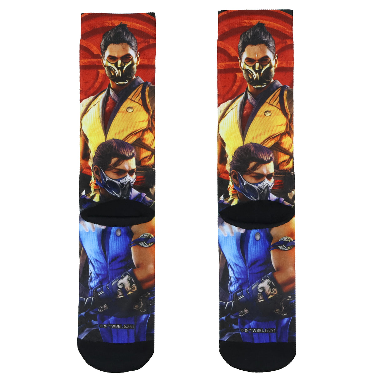 Mortal Kombat Klassic Socks Men's Scorpion and Subzero Sublimated Crew Sock 8-12