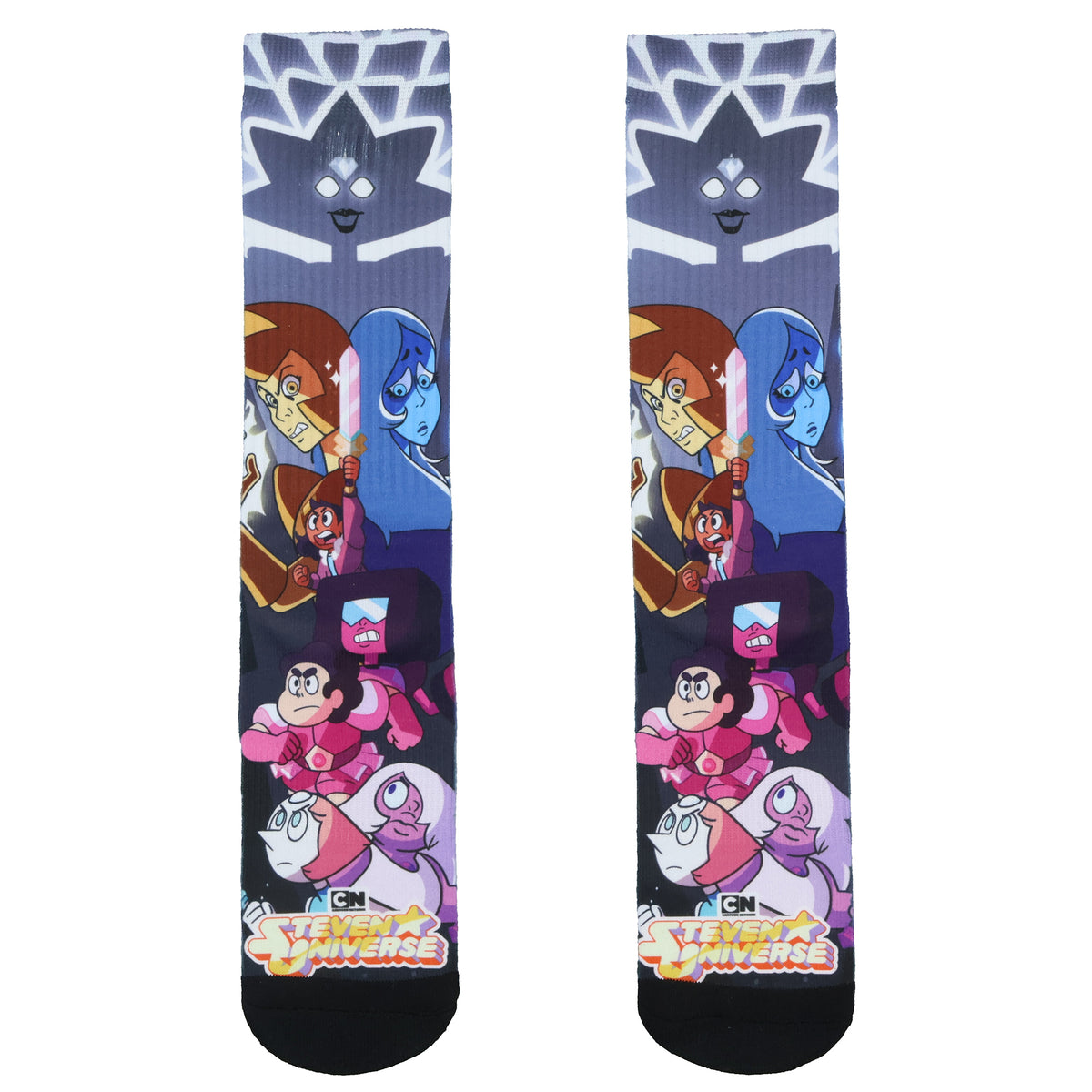 Steven Universe Socks Men's Garnet Amethyst Pearl Sublimated Crew Sock 8-12
