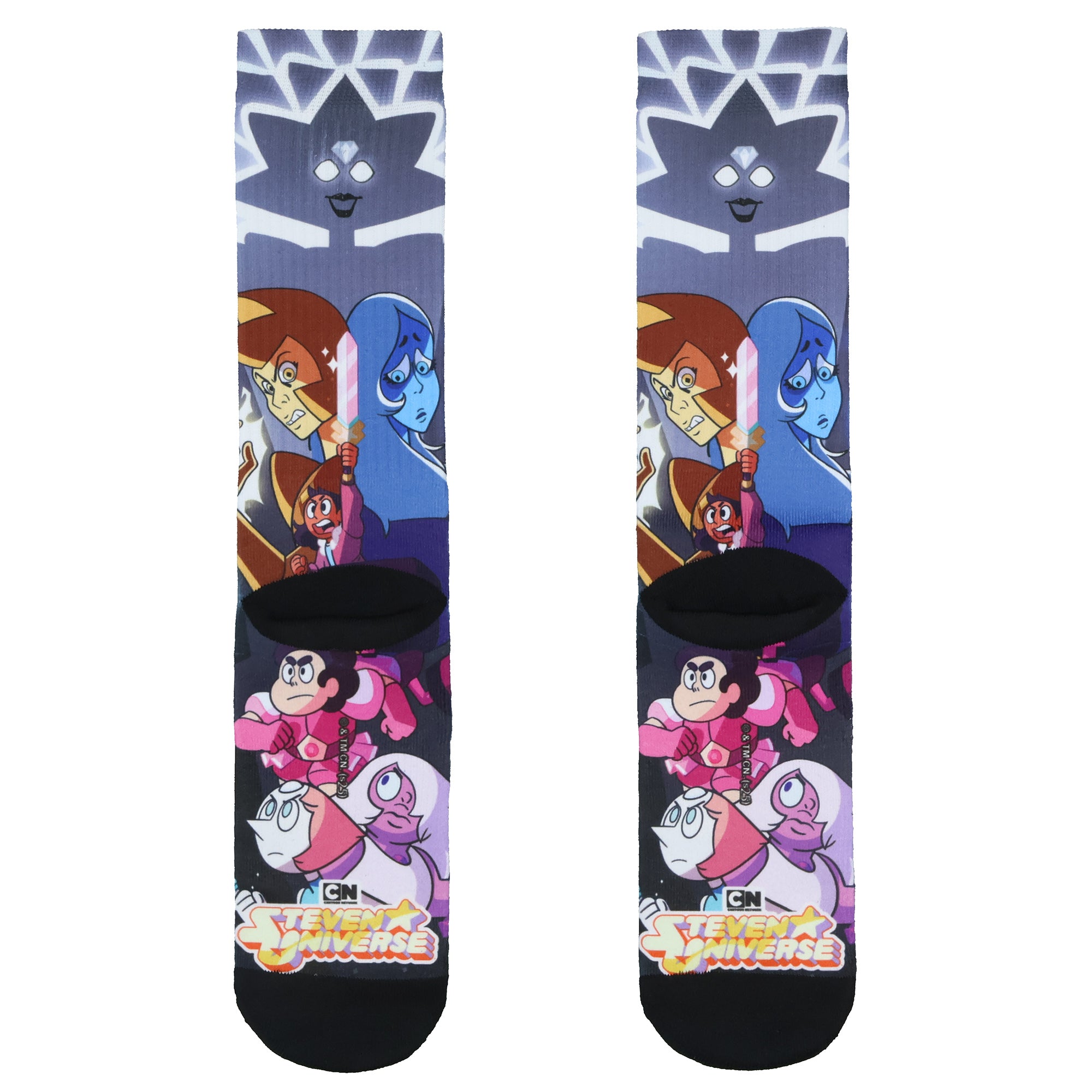 Steven Universe Socks Men's Garnet Amethyst Pearl Sublimated Crew Sock 8-12