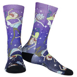 Rick and Morty Socks Falling Through Space Sublimated Crew Sock 8-12