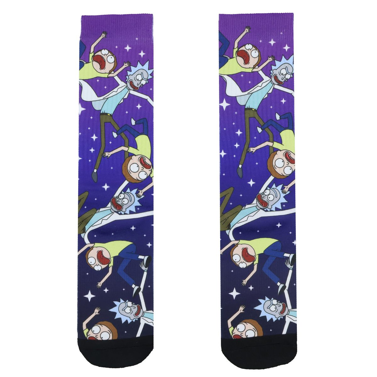 Rick and Morty Socks Falling Through Space Sublimated Crew Sock 8-12