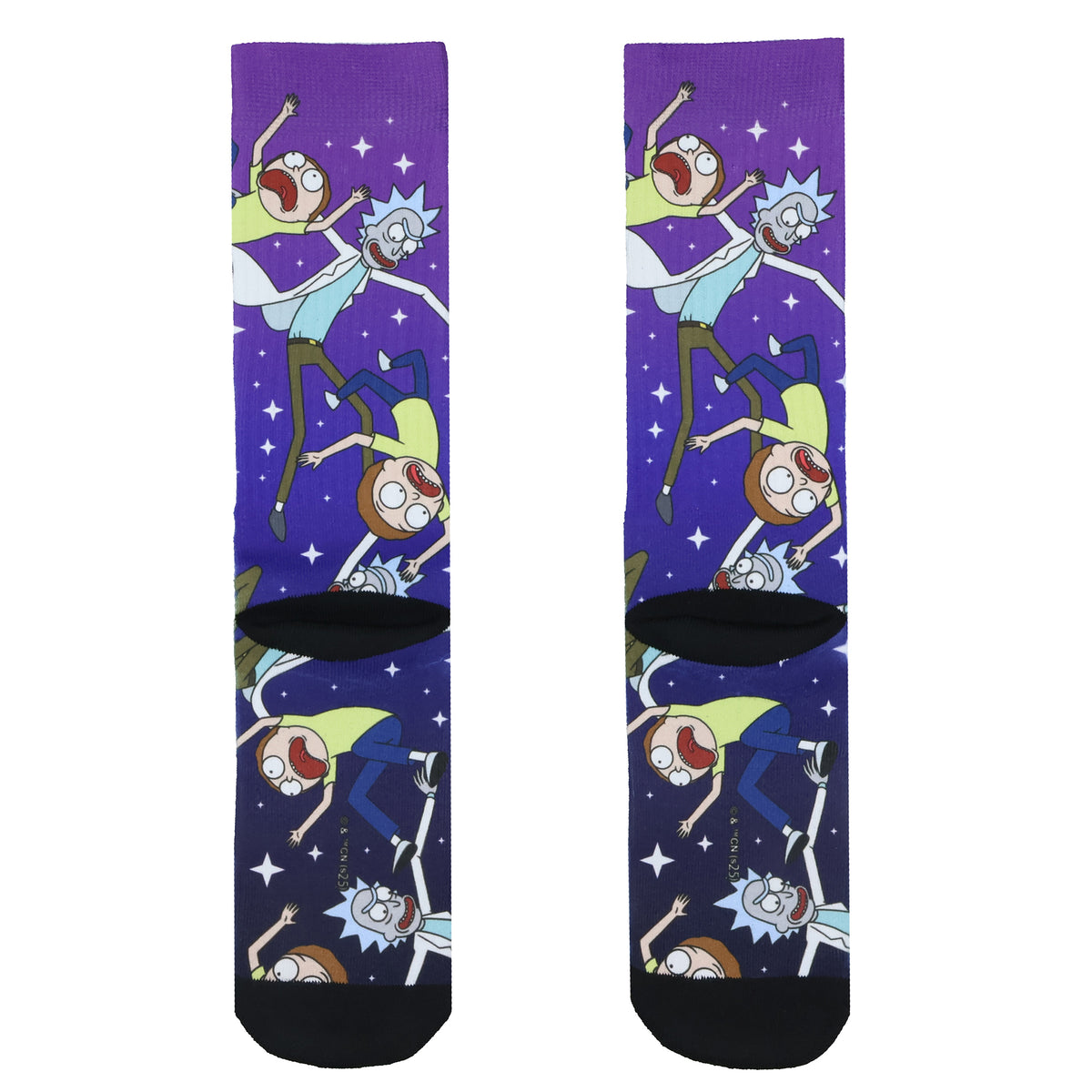 Rick and Morty Socks Falling Through Space Sublimated Crew Sock 8-12