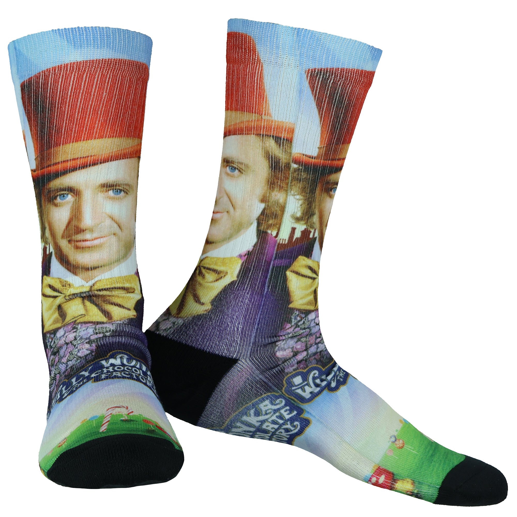 Willy Wonka Socks Men's The Chocolate Factory Sublimated Crew Sock 8-12