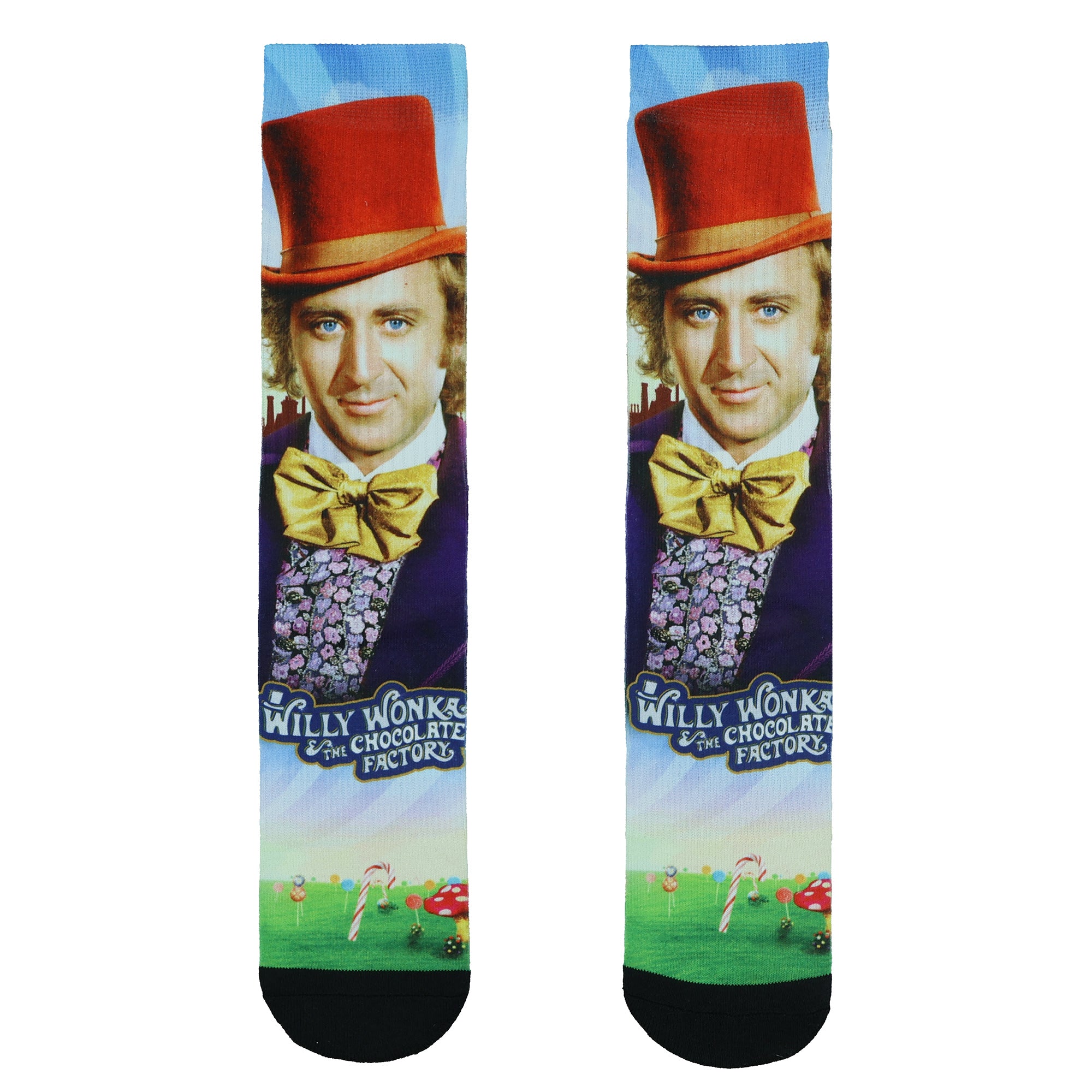Willy Wonka Socks Men's The Chocolate Factory Sublimated Crew Sock 8-12