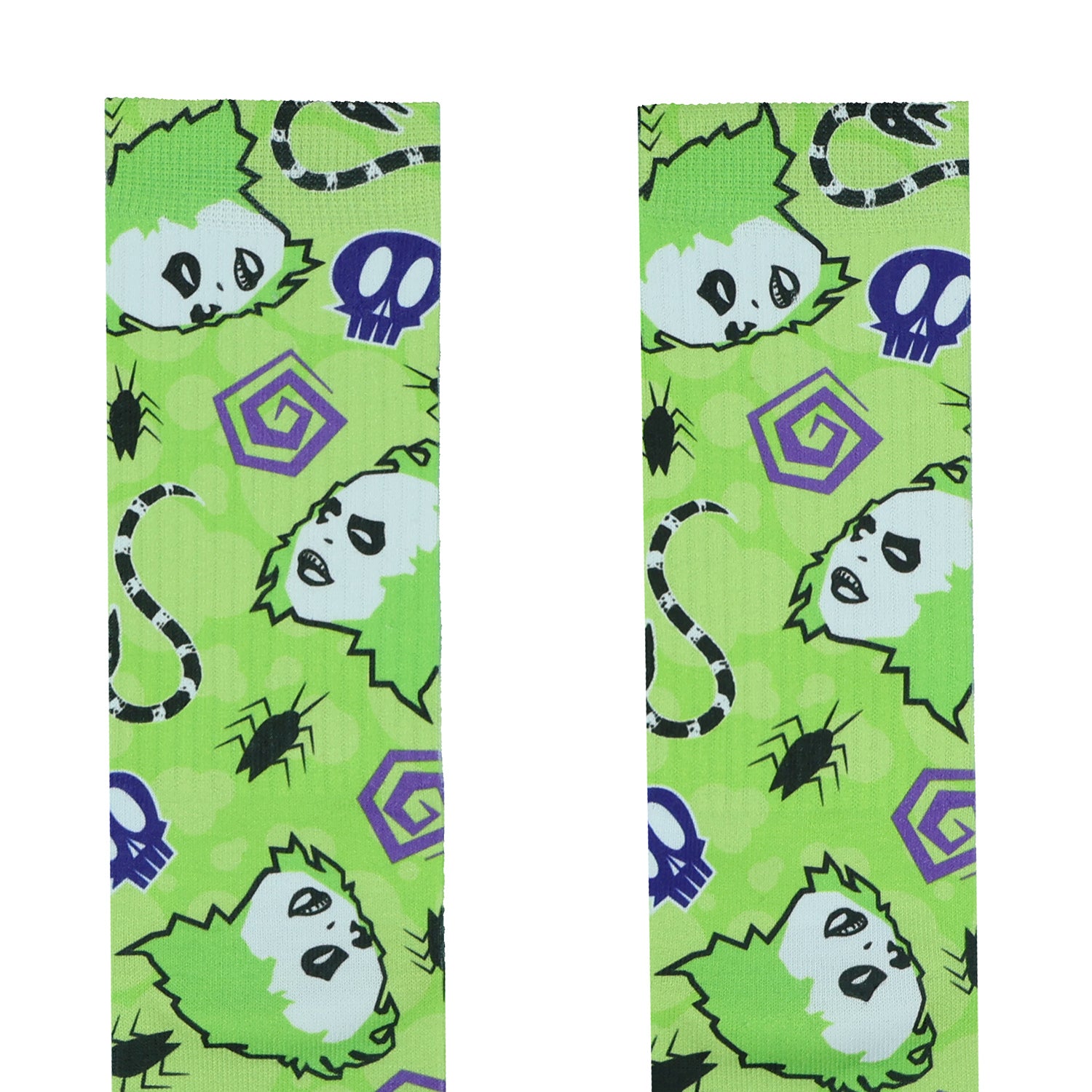 Beetlejuice Socks AOP Icons Worms Beatles Skulls Sublimated Crew Sock 8-12