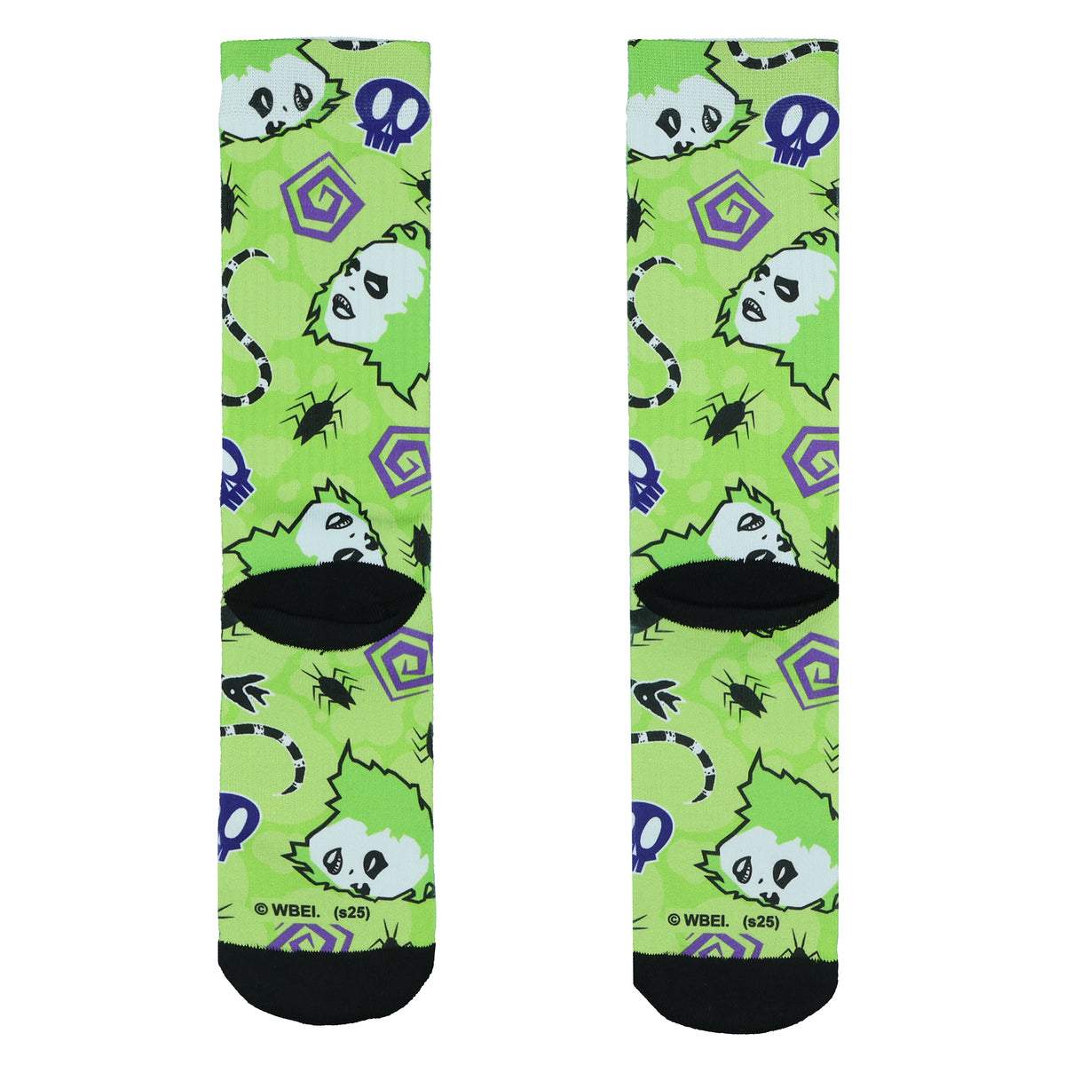 Beetlejuice Socks AOP Icons Worms Beatles Skulls Sublimated Crew Sock 8-12