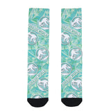 Jurassic World Socks Men's Tropical foliage Logo AOP Sublimated Crew Socks 8-12