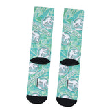 Jurassic World Socks Men's Tropical foliage Logo AOP Sublimated Crew Socks 8-12