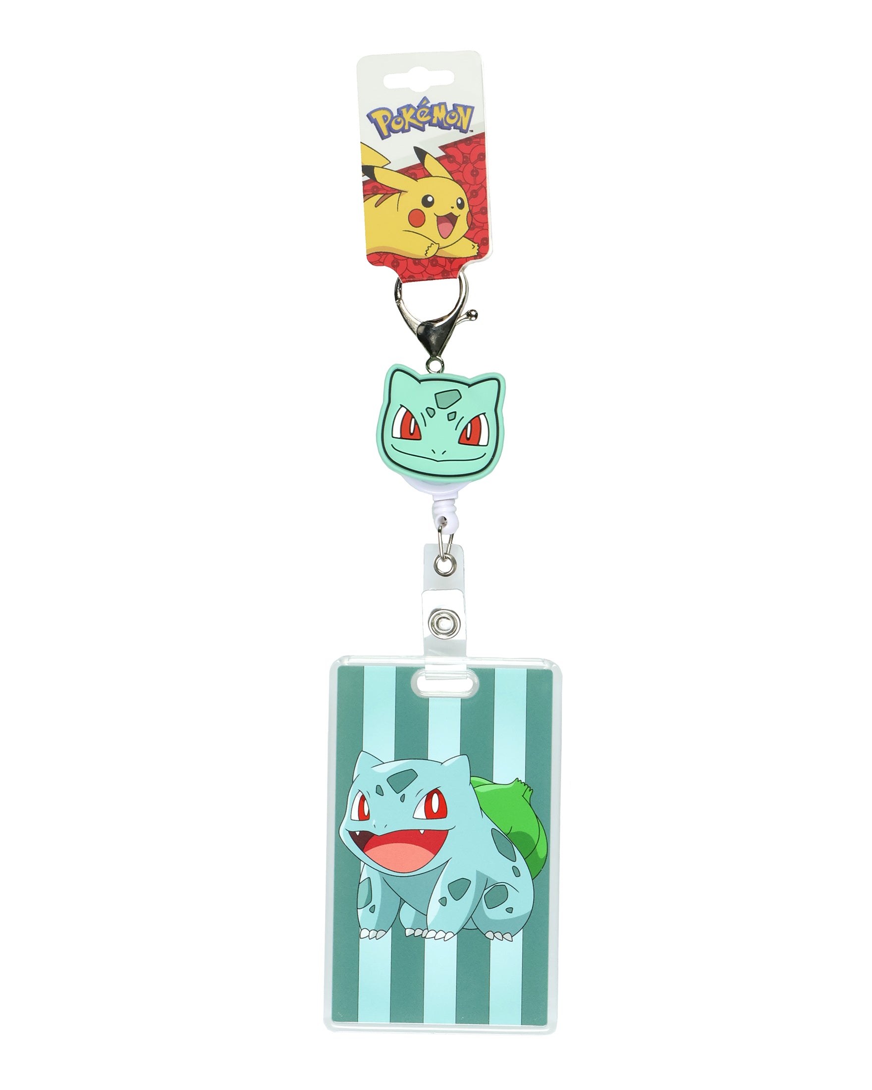 Pokemon Bulbasaur Retractable Reel Lanyard Clear ID Badge Holder Keychain