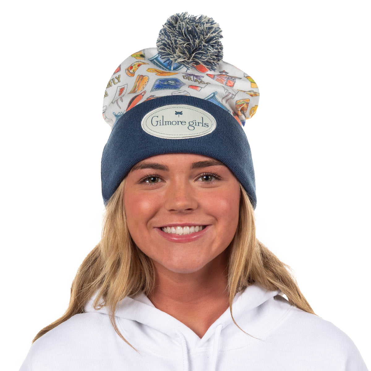Gilmore Girls Beanie Fleece Sublimated Overlay Knit Cuffed Winter Hat