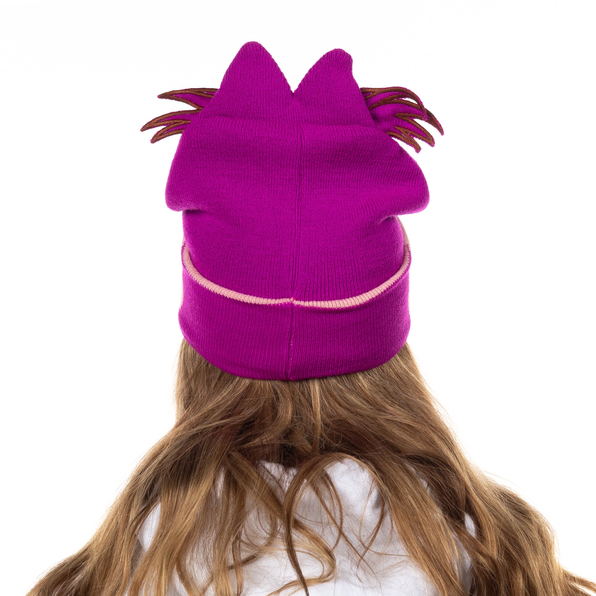 Disney Alice In Wonderland Cheshire Cat Beanie Embroidered Face 3D Ears Knit Hat