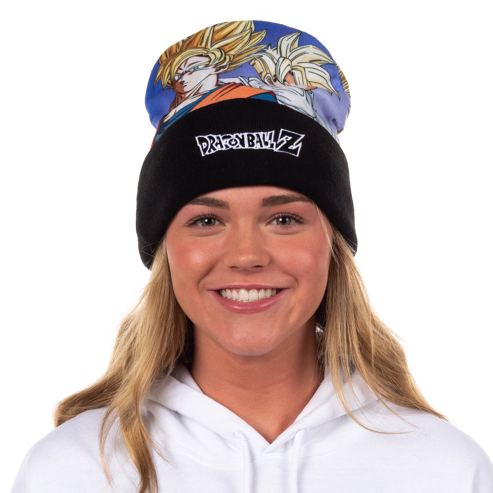 Dragon Ball Z Beanie Super Saiyan Goku Gohan Sublimation Fleece Knit Cuffed Hat