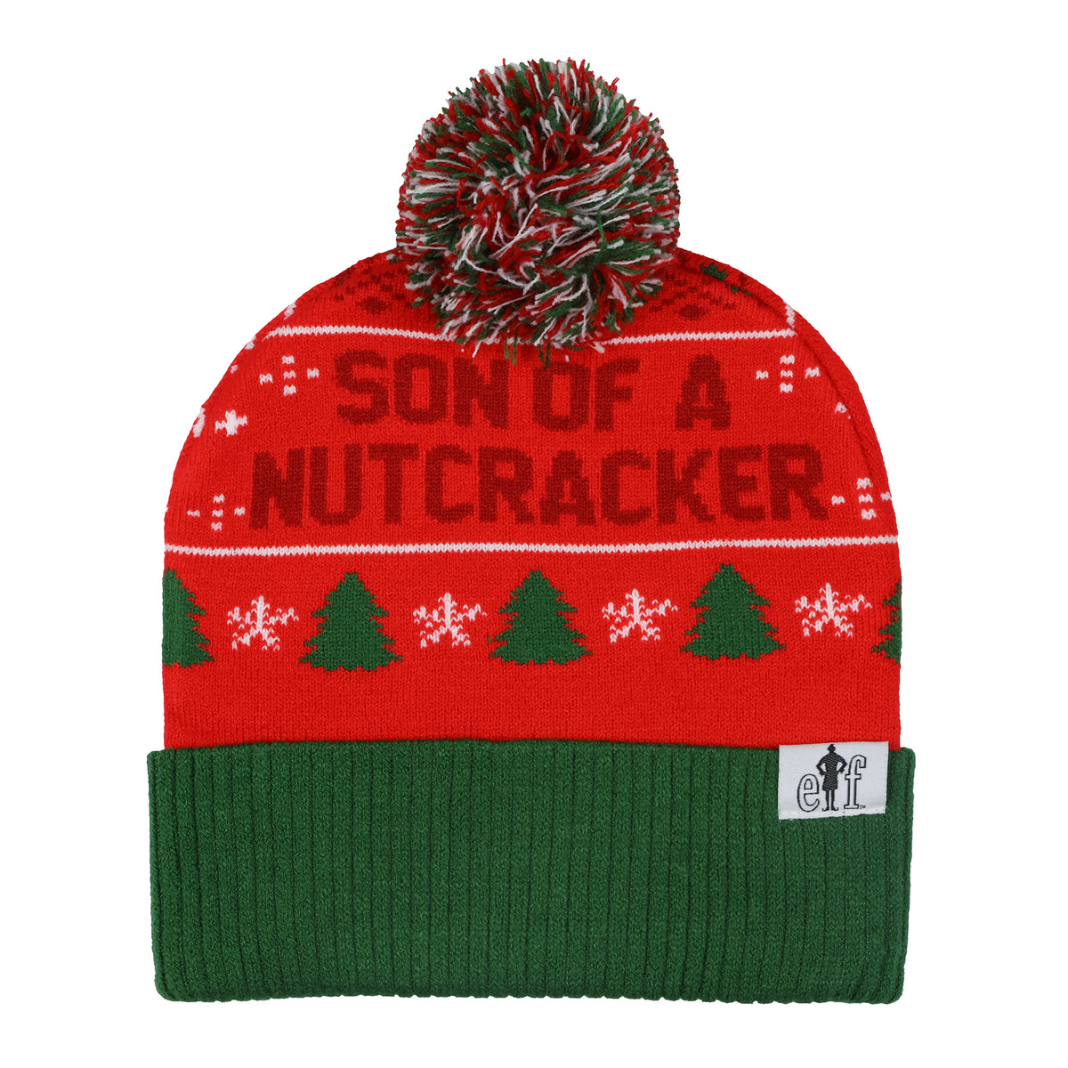 Elf The Movie Beanie Ugly Sweater Adult Knit Embroidered Cuffed Beanie Hat