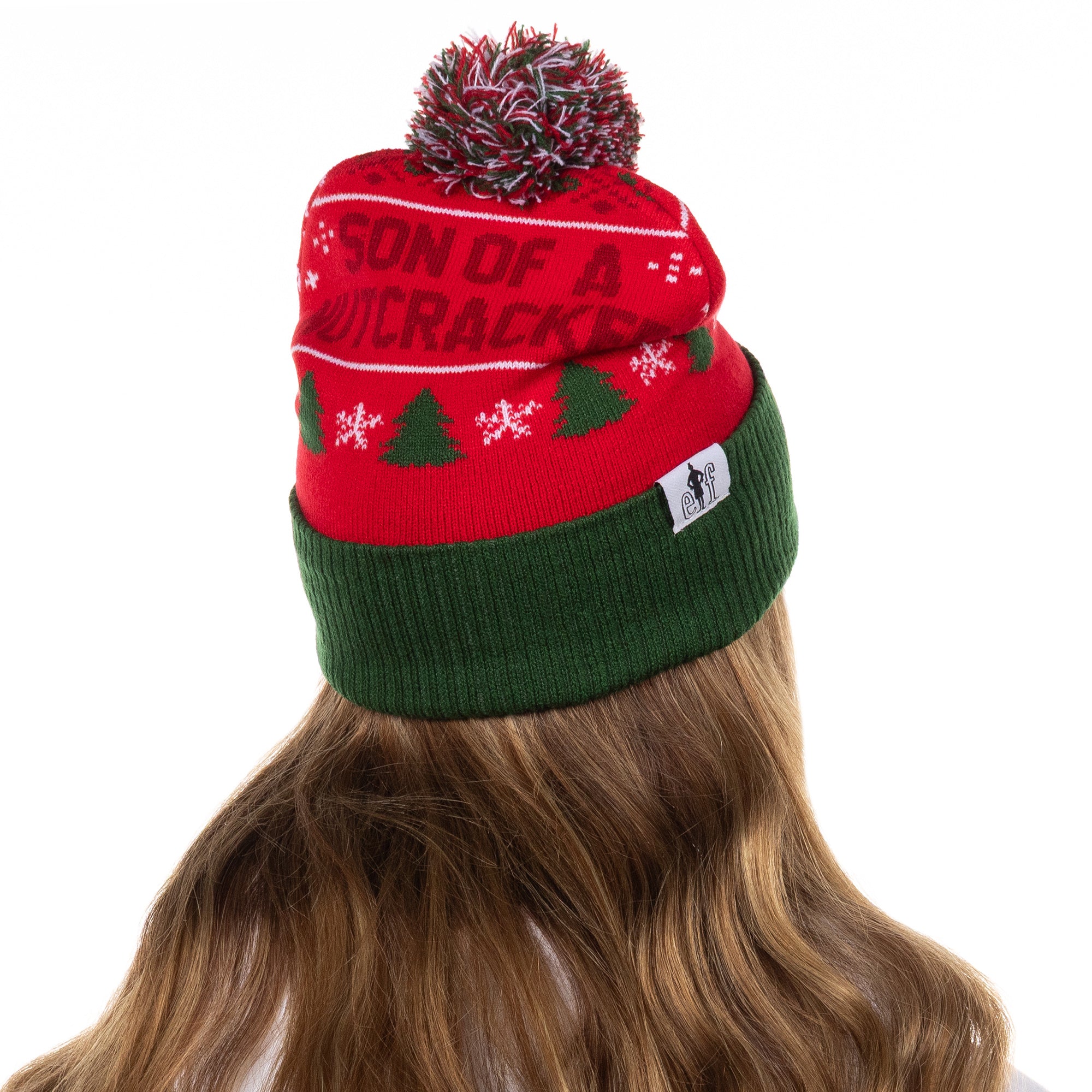Elf The Movie Beanie Ugly Sweater Adult Knit Embroidered Cuffed Beanie Hat
