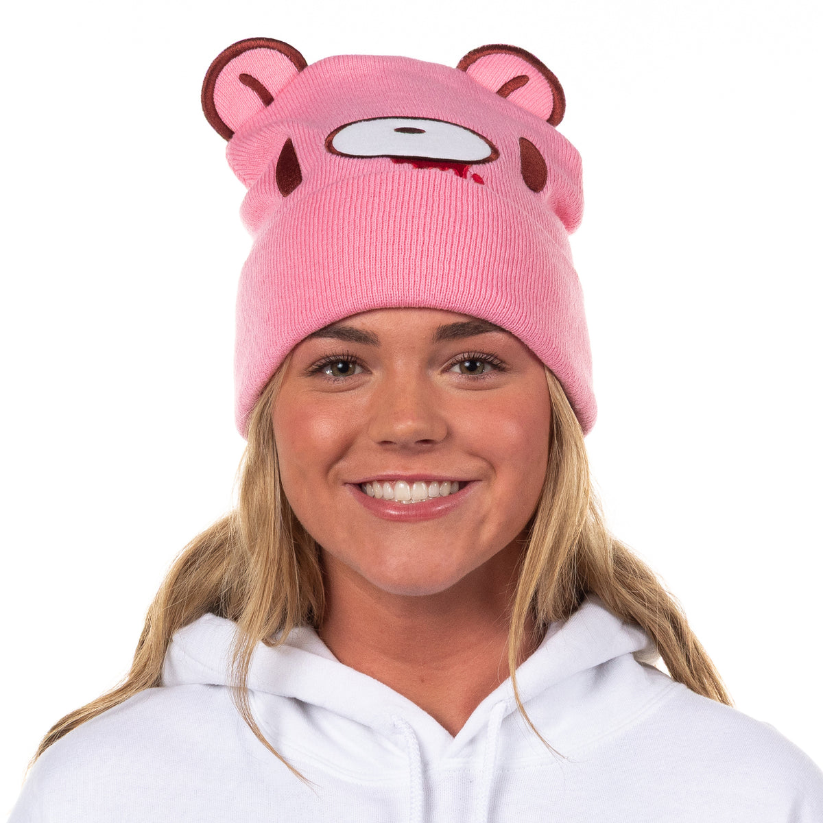 Gloomy Bear Beanie Embroidered Face Design Adult Knitted Winter Hat