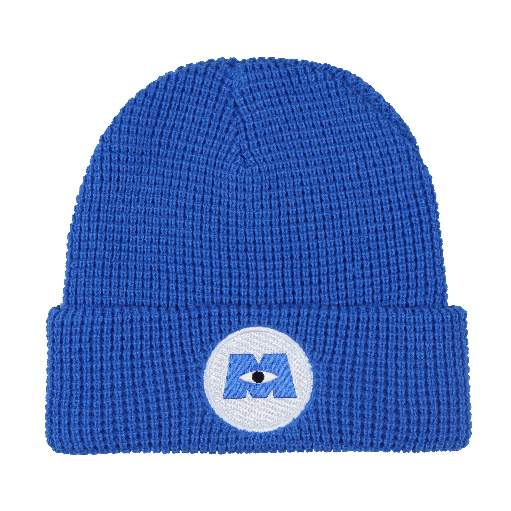 Disney Monsters Inc. Beanie Embroidered Logo Patch Adult Waffle Knit Winter Hat