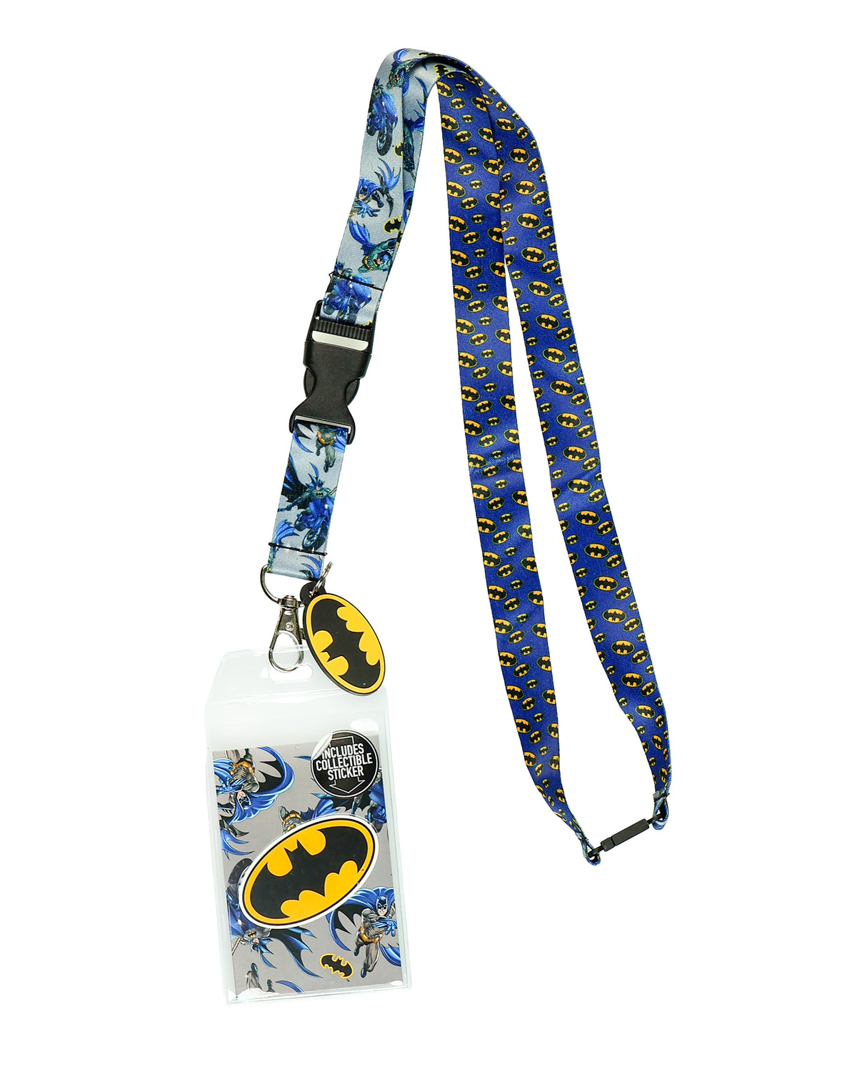 DC Comics Batman Lanyard Breakaway Clip Badge ID Holder With 1.5" Charm