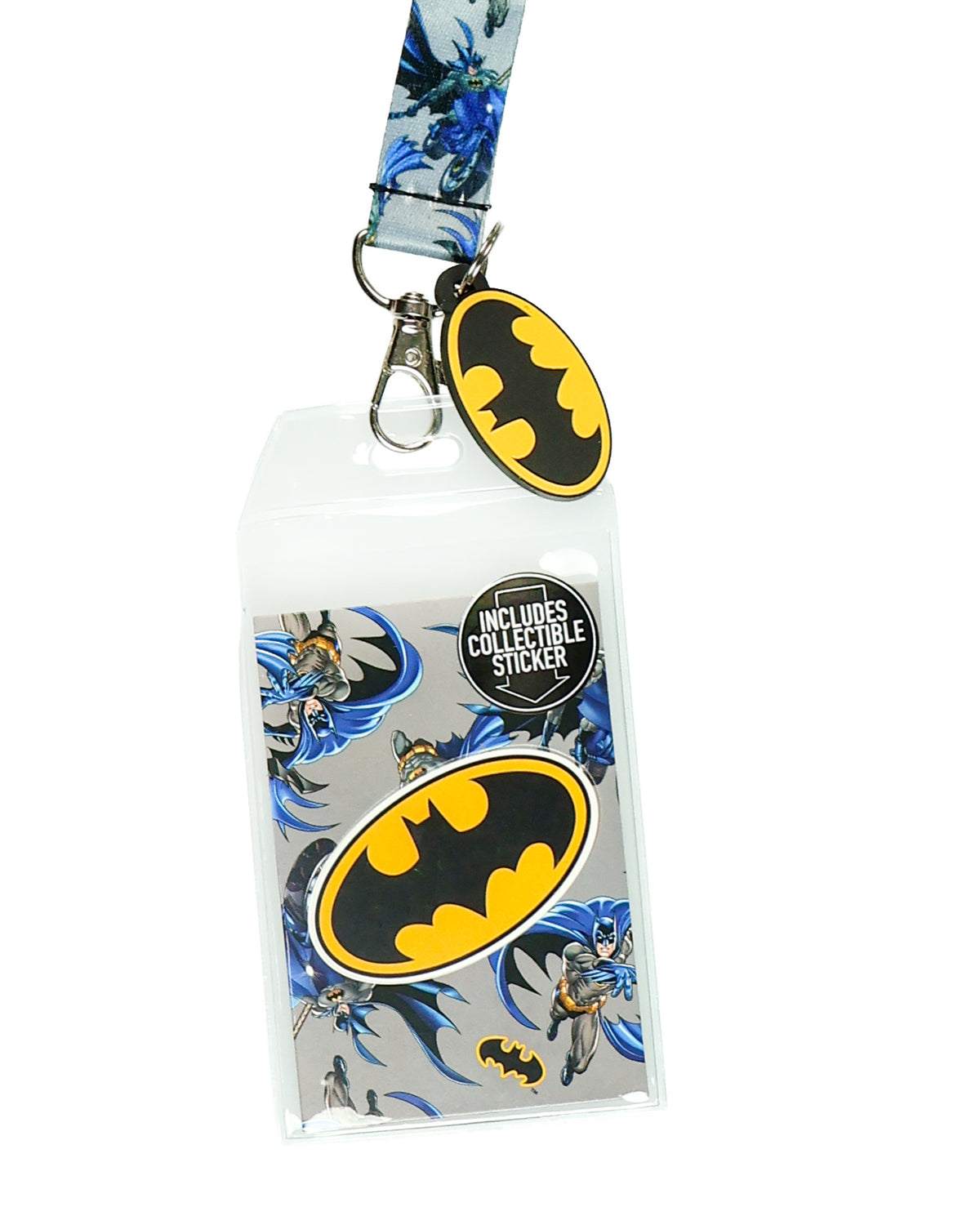 DC Comics Batman Lanyard Breakaway Clip Badge ID Holder With 1.5" Charm