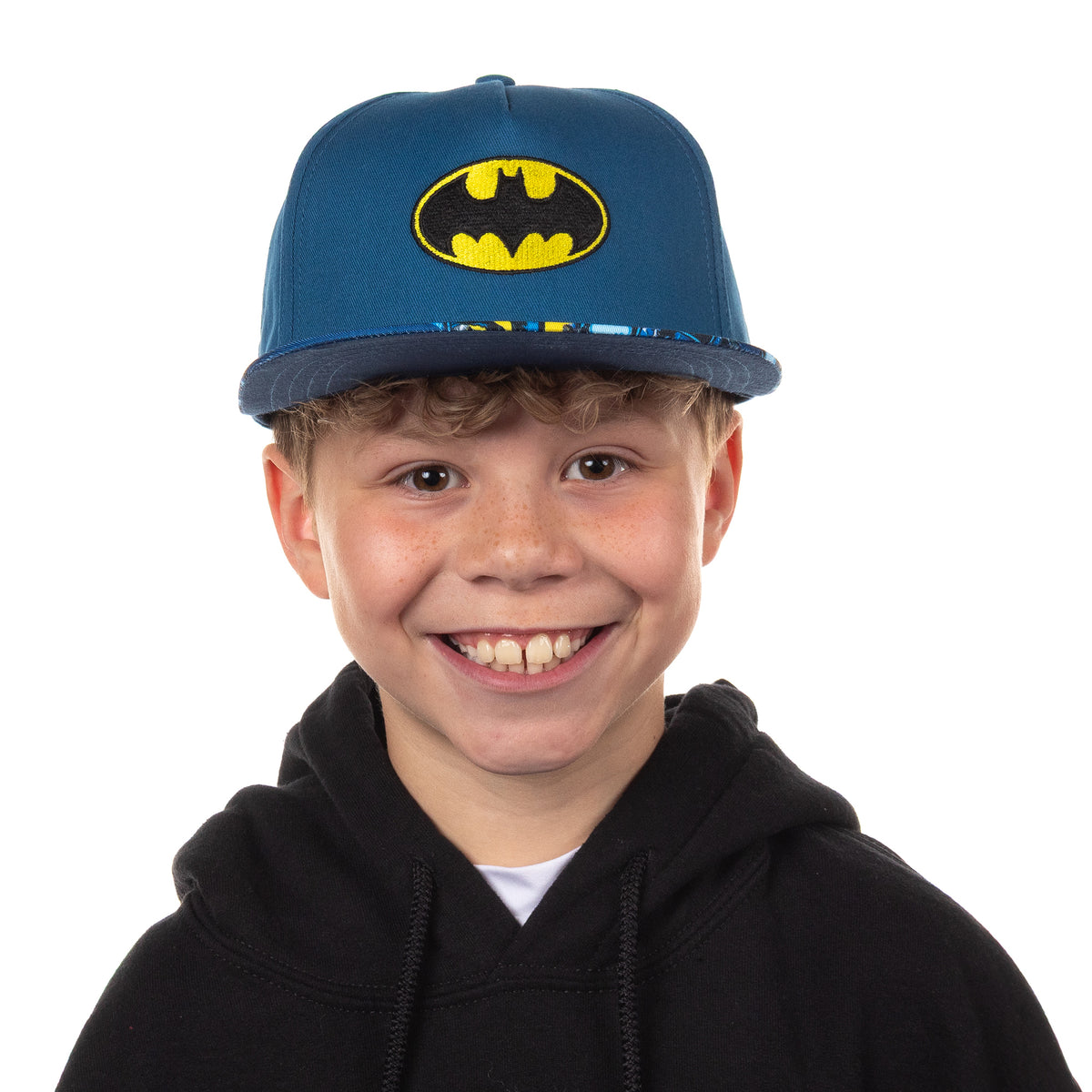 DC Comics Batman Boys' Flat-Brim Hat Snapback Adjustable OSFM Baseball Cap