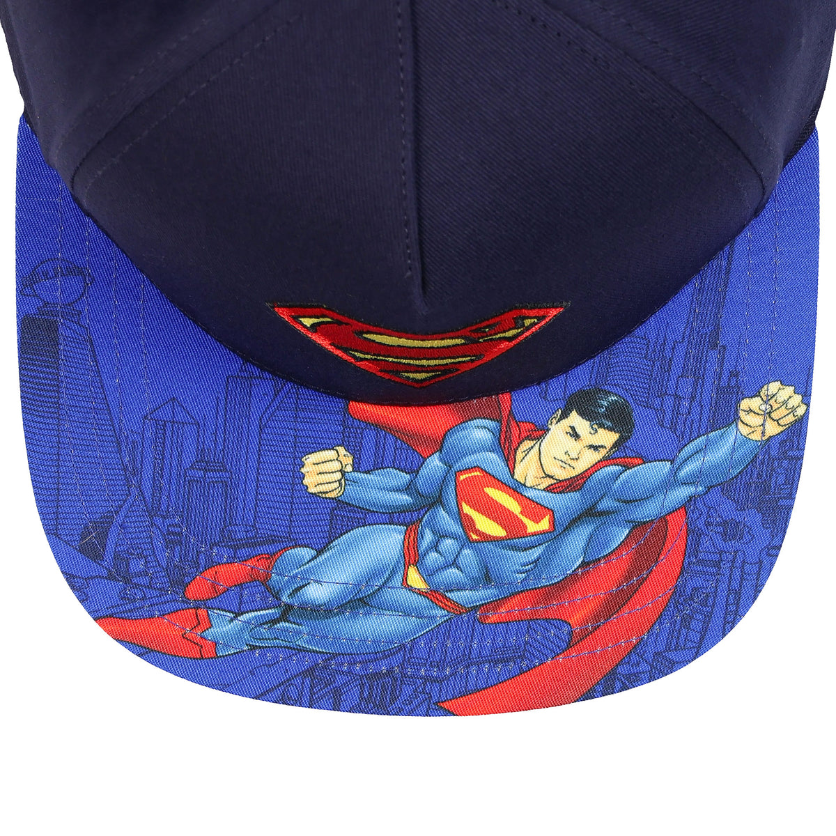 DC Comics Superman Boys' Flat-Brim Hat Snapback Adjustable OSFM Baseball Cap